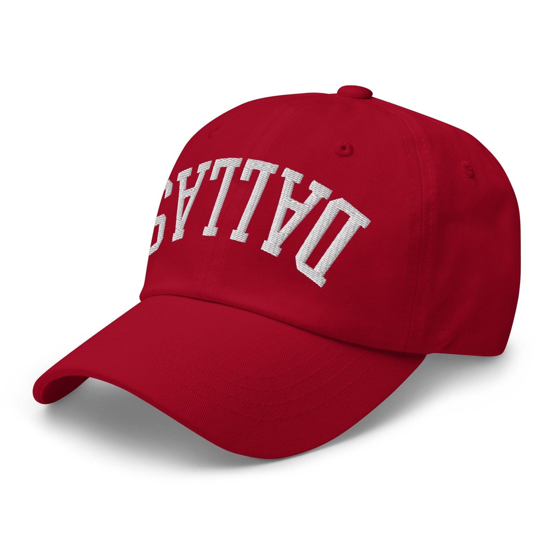 Upside Down Dallas Varsity Letterman Embroidered Dad Hat Capital Crowns Dad Hats Dallas TX