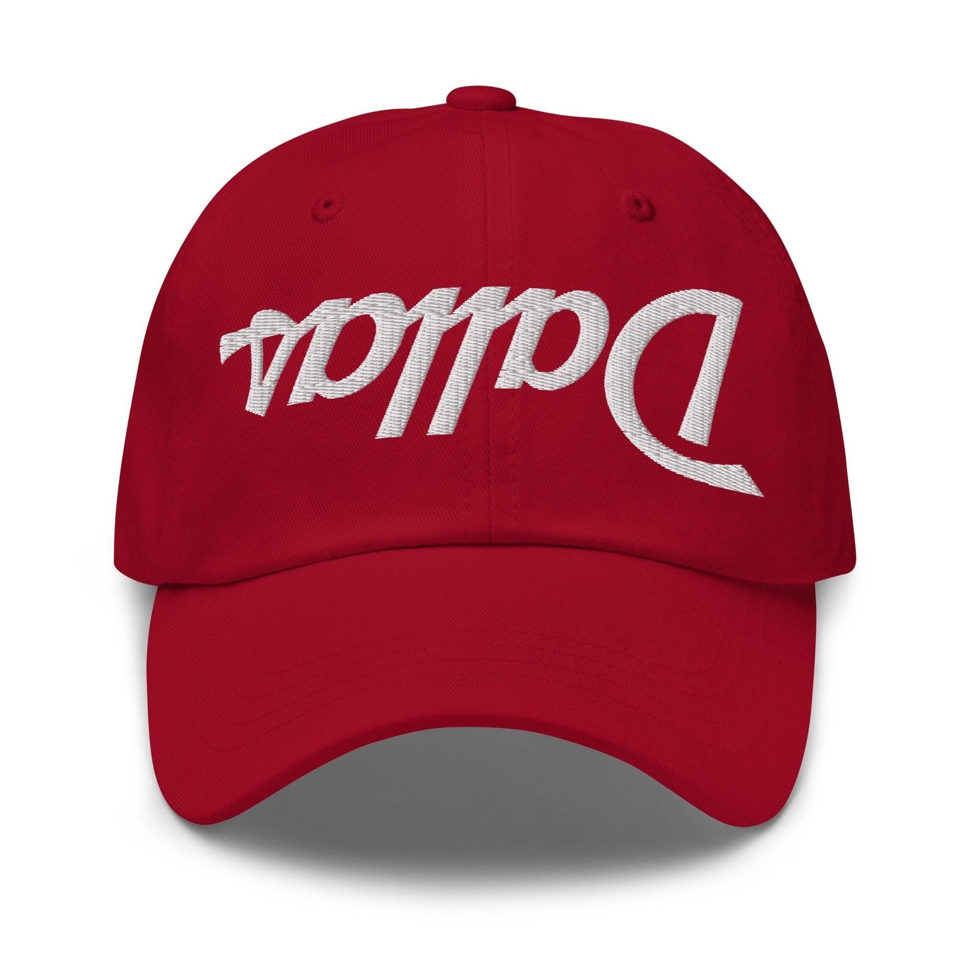 Upside Down Dallas Vintage Sports Script Embroidered Dad Hat Cranberry Capital Crowns Dad Hats Dallas TX