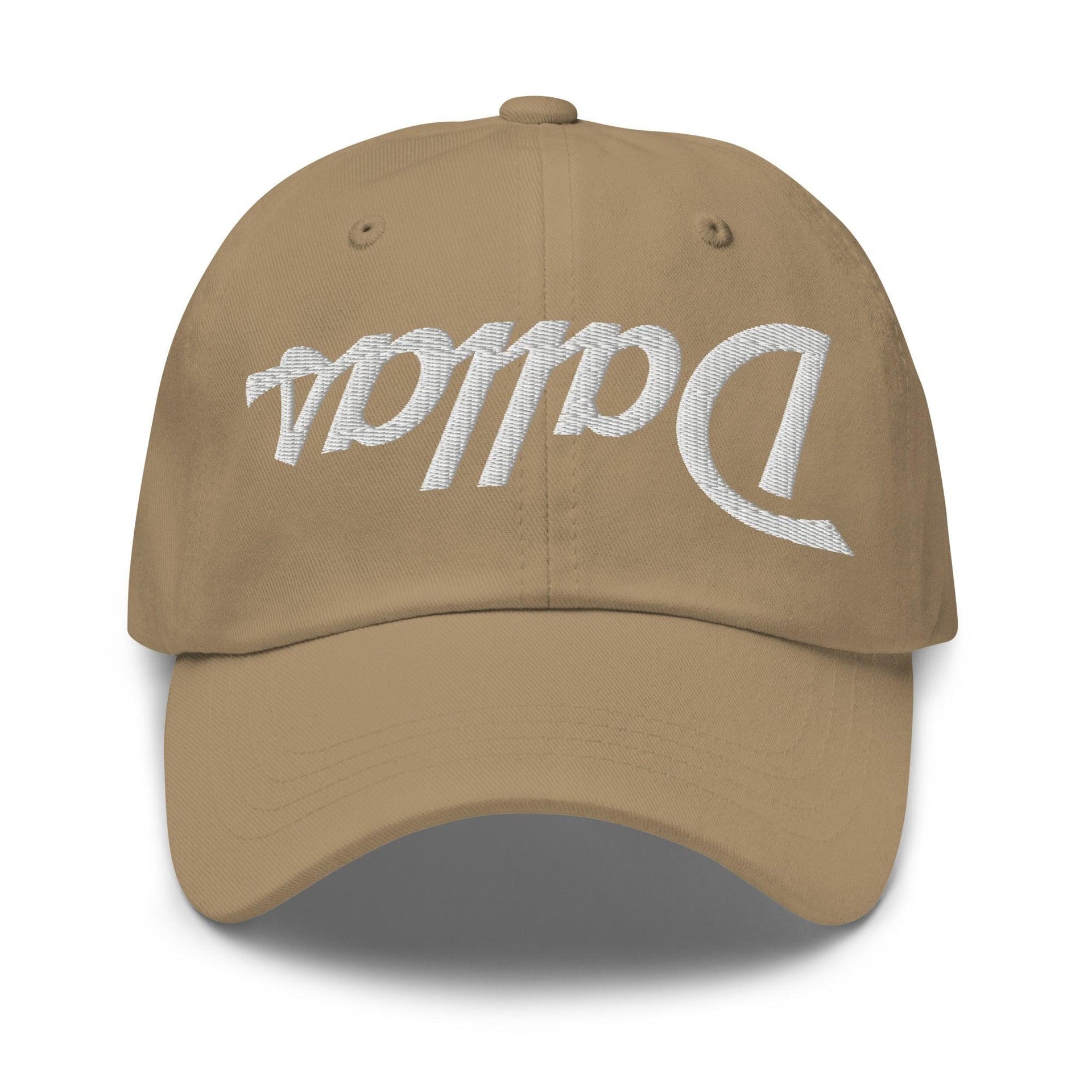 Upside Down Dallas Vintage Sports Script Embroidered Dad Hat Khaki Capital Crowns Dad Hats Dallas TX