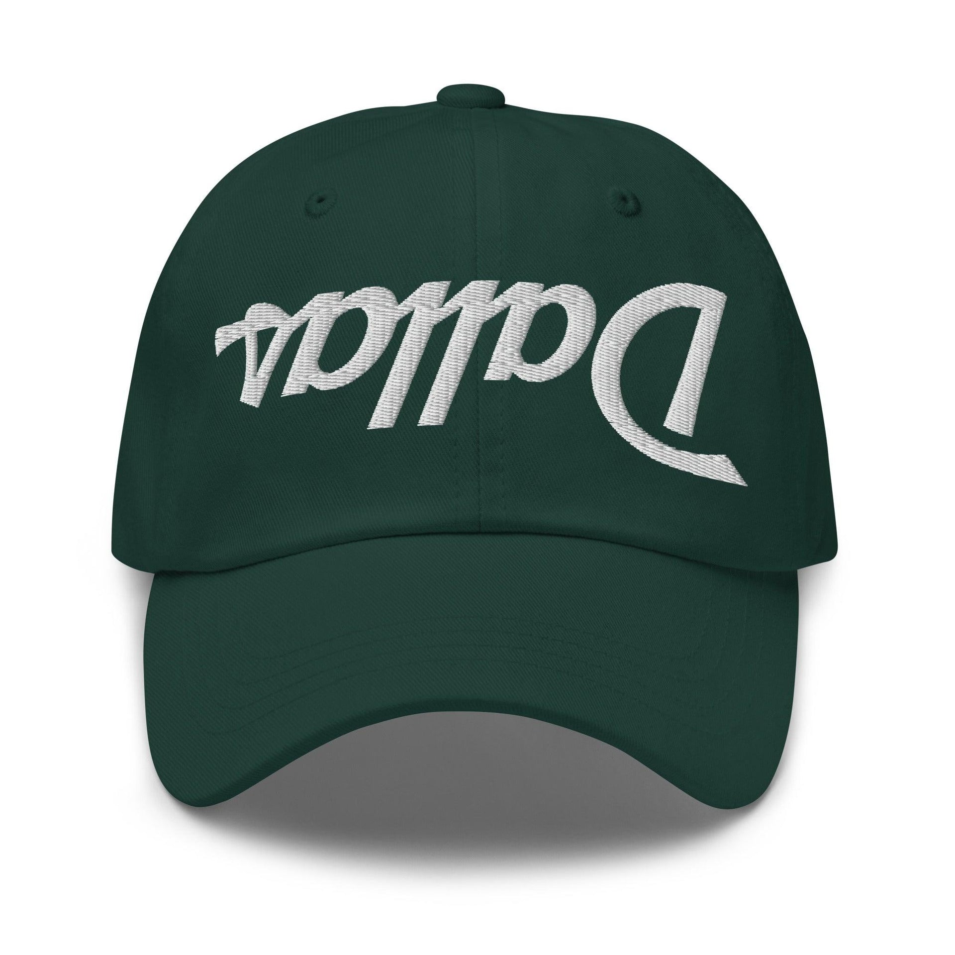Upside Down Dallas Vintage Sports Script Embroidered Dad Hat Spruce Capital Crowns Dad Hats Dallas TX