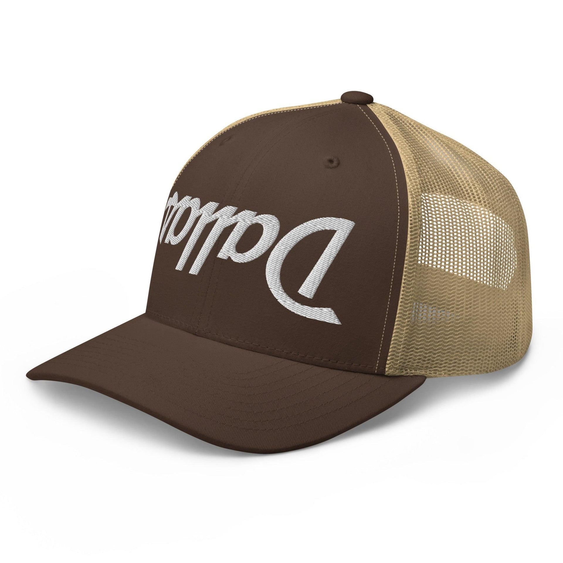 Upside Down Dallas Vintage Sports Script Embroidered Mesh Trucker Hat Capital Crowns Dallas Trucker Hats TX