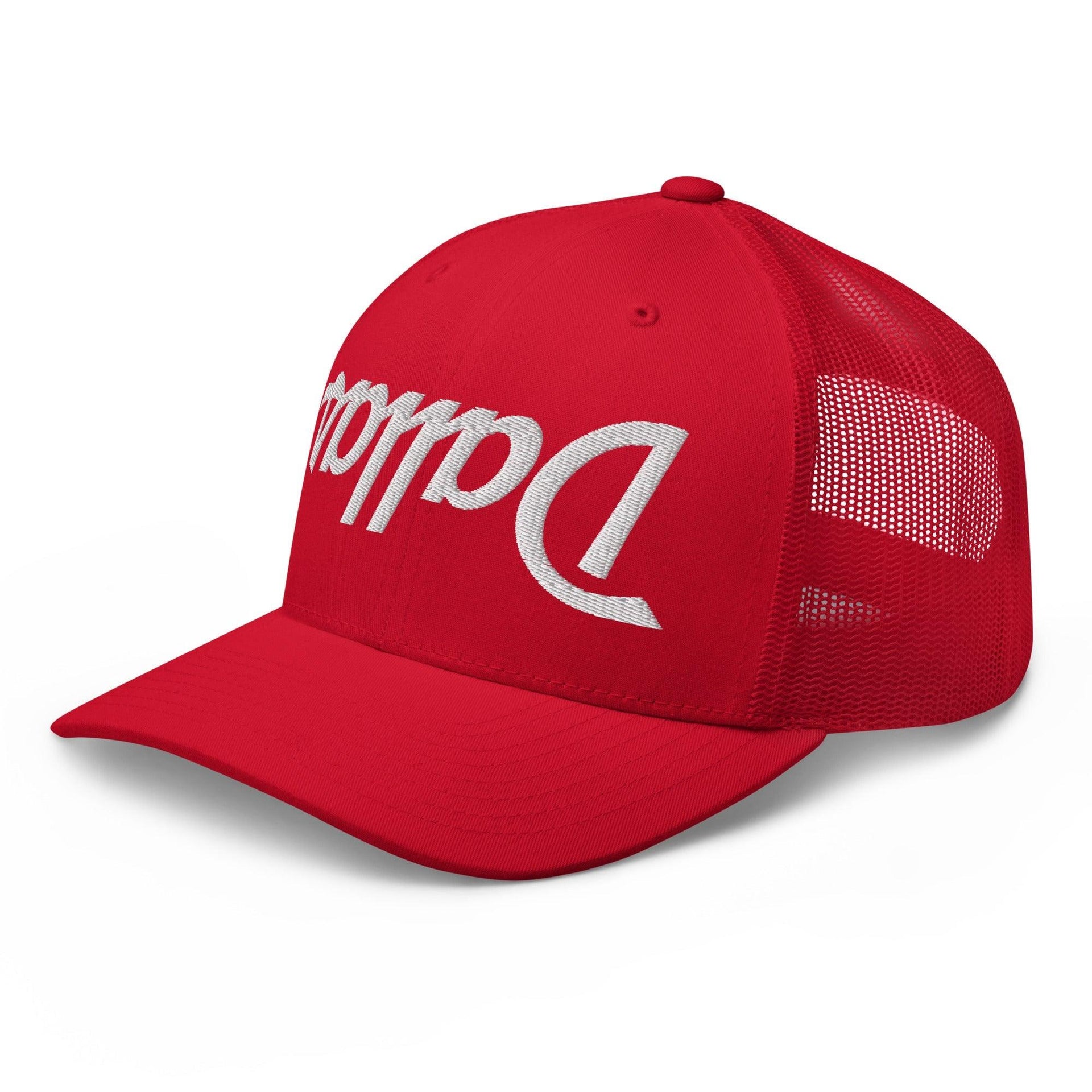 Upside Down Dallas Vintage Sports Script Embroidered Mesh Trucker Hat Capital Crowns Dallas Trucker Hats TX