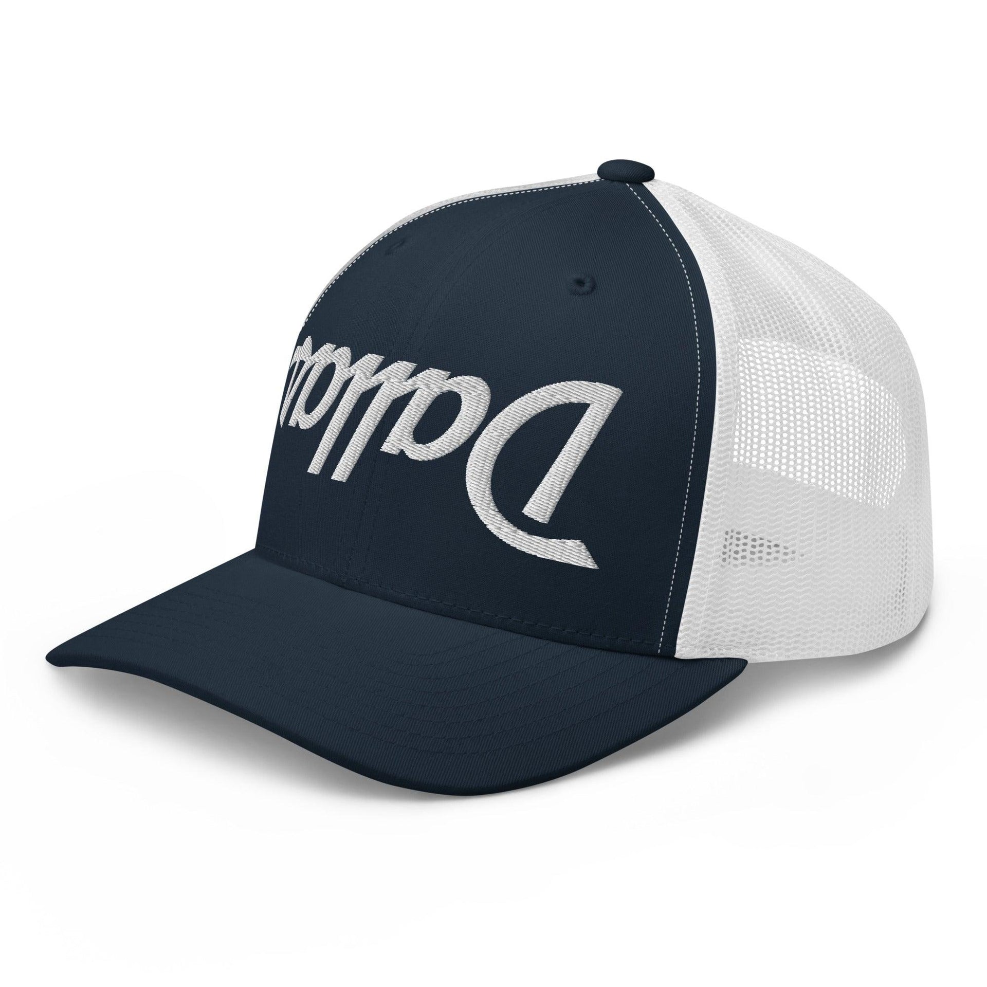 Upside Down Dallas Vintage Sports Script Embroidered Mesh Trucker Hat Capital Crowns Dallas Trucker Hats TX