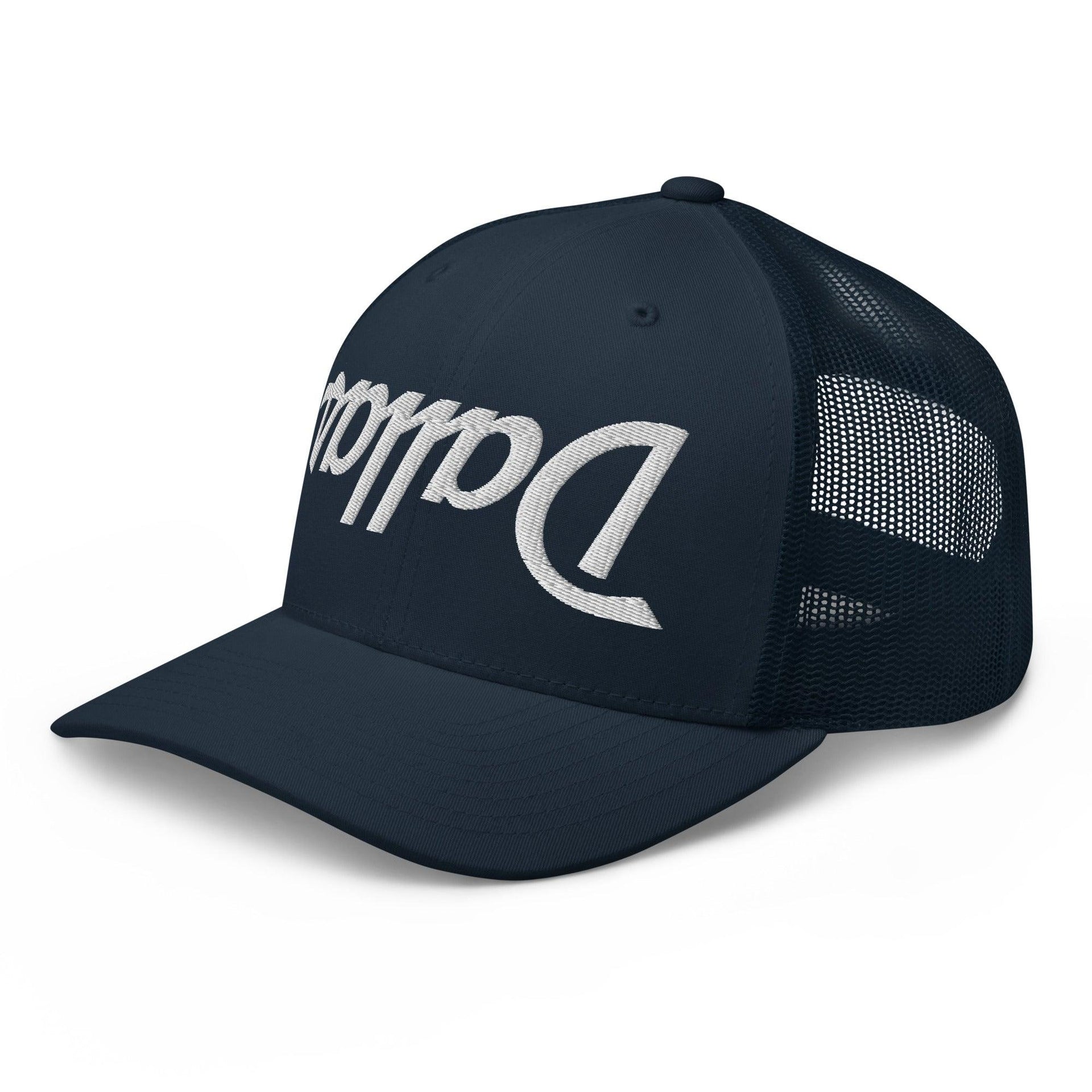 Upside Down Dallas Vintage Sports Script Embroidered Mesh Trucker Hat Capital Crowns Dallas Trucker Hats TX