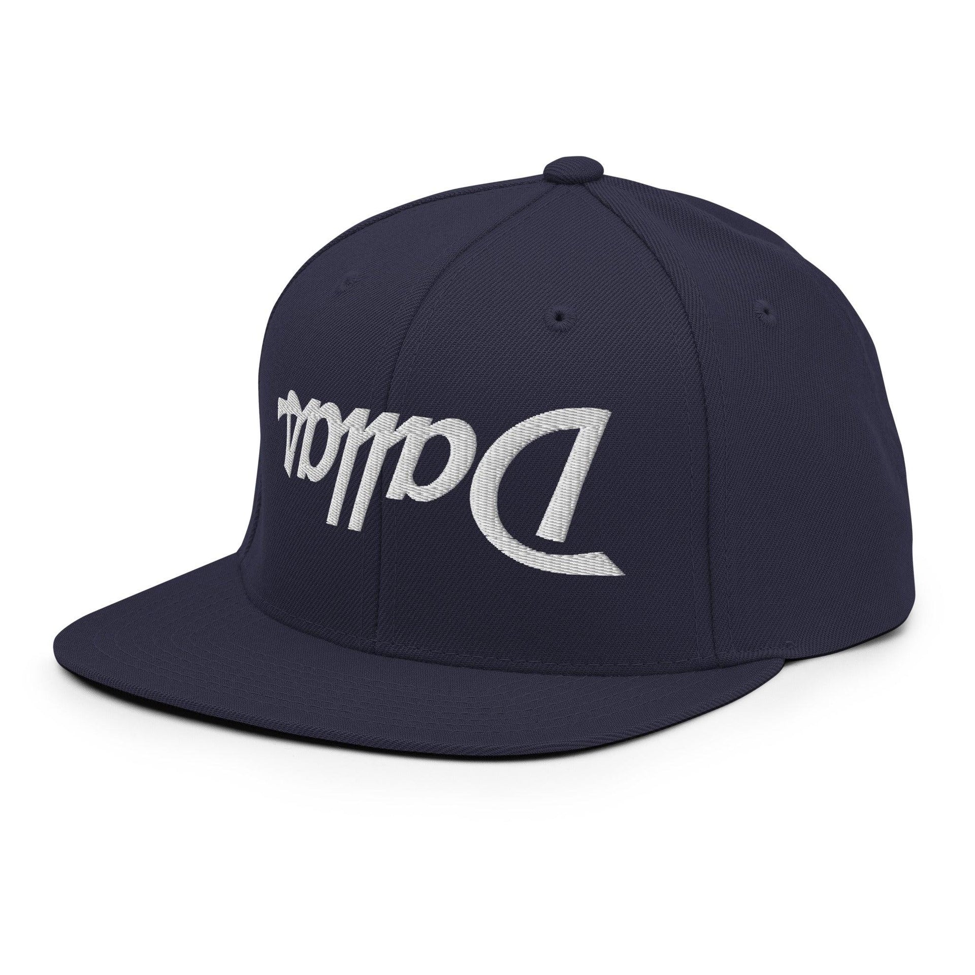 Upside Down Dallas Vintage Sports Script Flat Bill Brim Snapback Hat Capital Crowns Dallas Snapback Hats TX