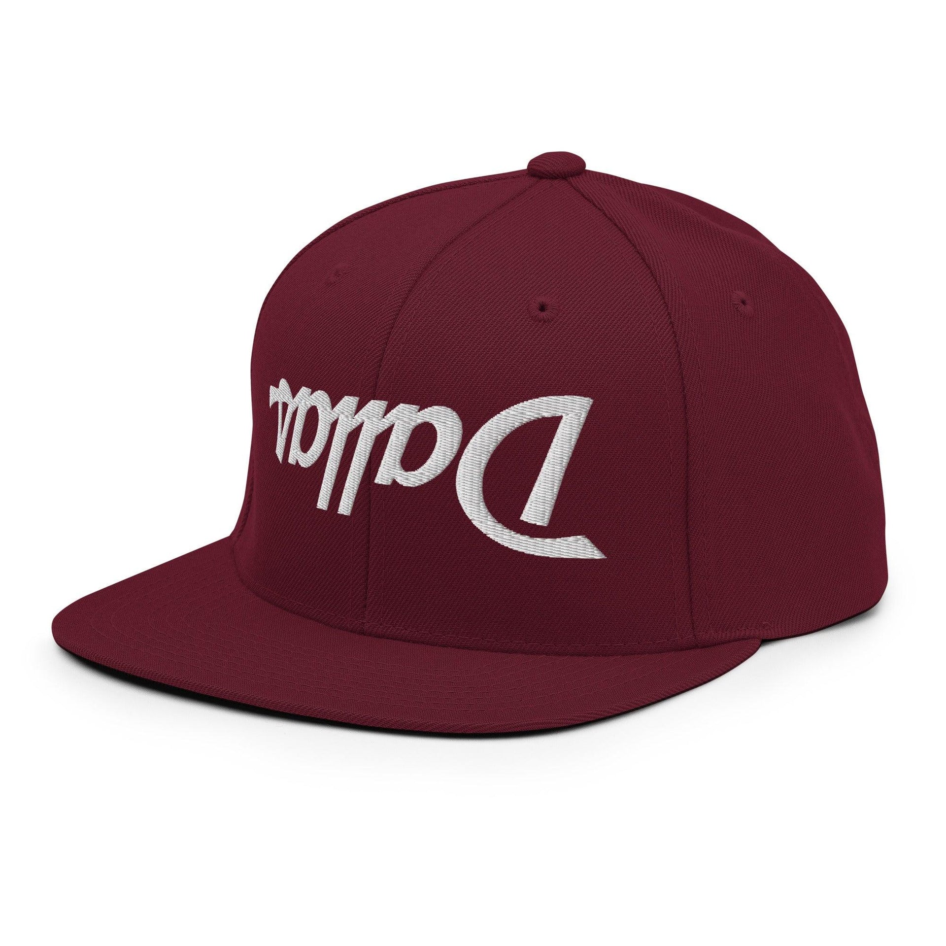Upside Down Dallas Vintage Sports Script Flat Bill Brim Snapback Hat Capital Crowns Dallas Snapback Hats TX