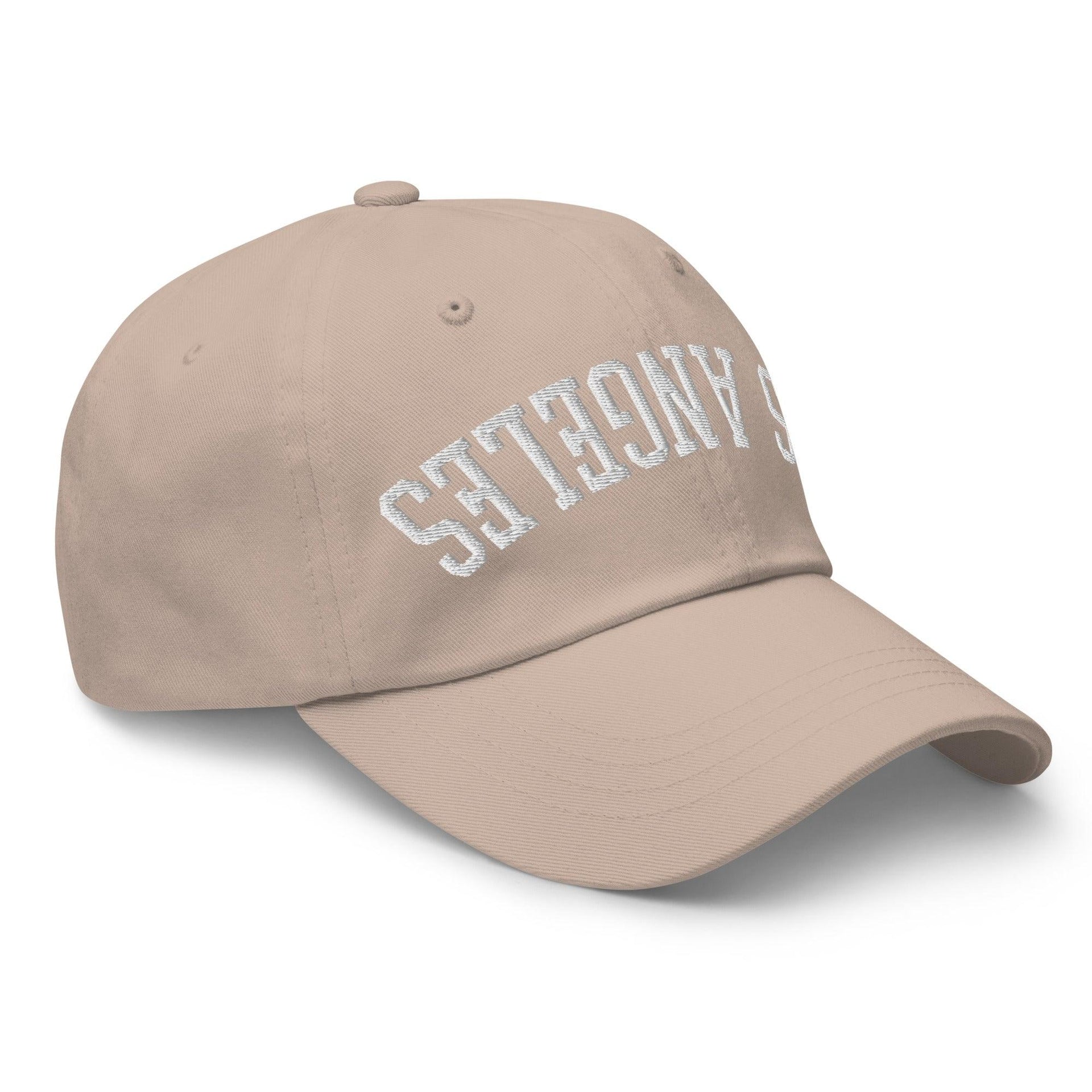 Upside Down LA Los Angeles Varsity Letterman Embroidered Dad Hat CA Capital Crowns Dad Hats Los Angeles