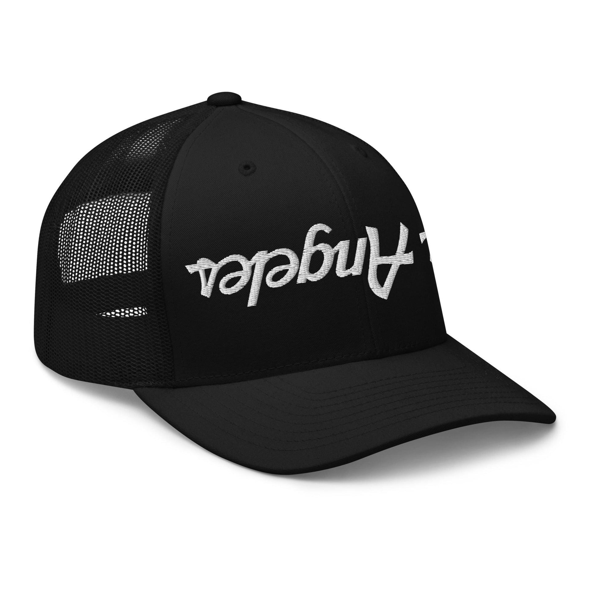 Upside Down Los Angeles LA Vintage Sports Script Embroidered Mesh Trucker Hat CA Capital Crowns Los Angeles Trucker Hats