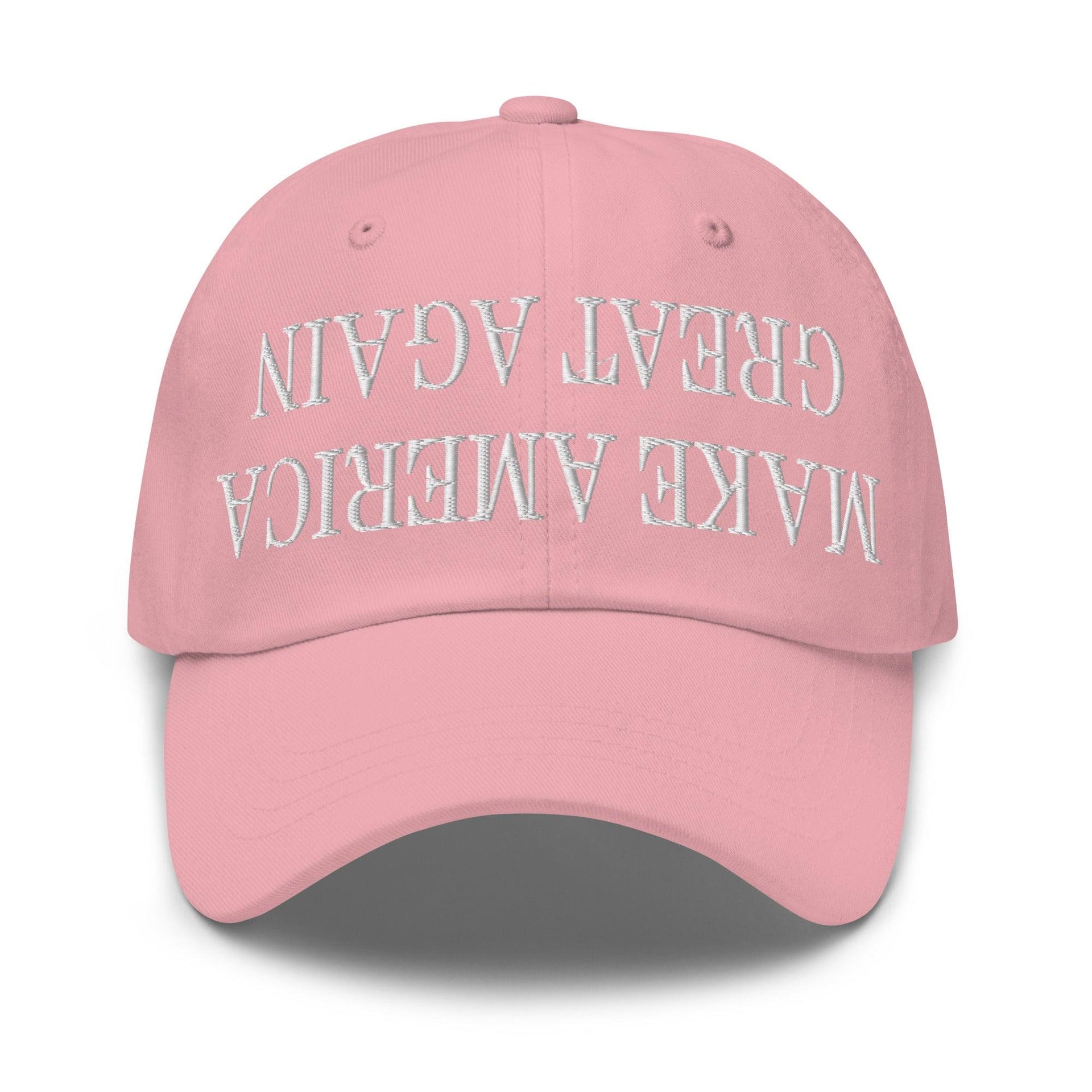 Upside Down Make America Great Again MAGA Embroidered Dad Hat Pink Capital Crowns Conservative Dad Hats LADs Make Again