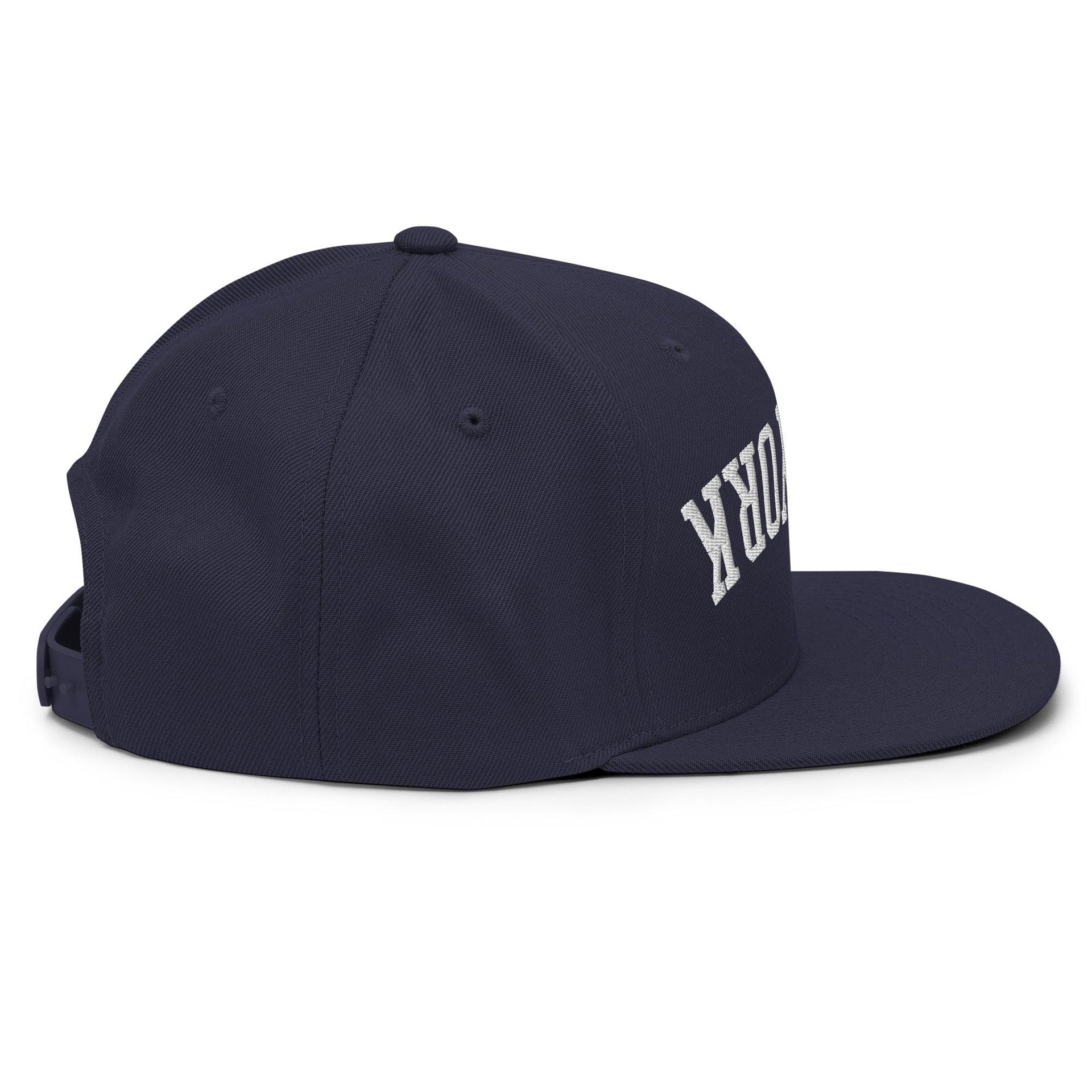 Upside Down New York Varsity Letterman Flat Bill Brim Snapback Hat Capital Crowns New York City NY NYC Snapback Hats