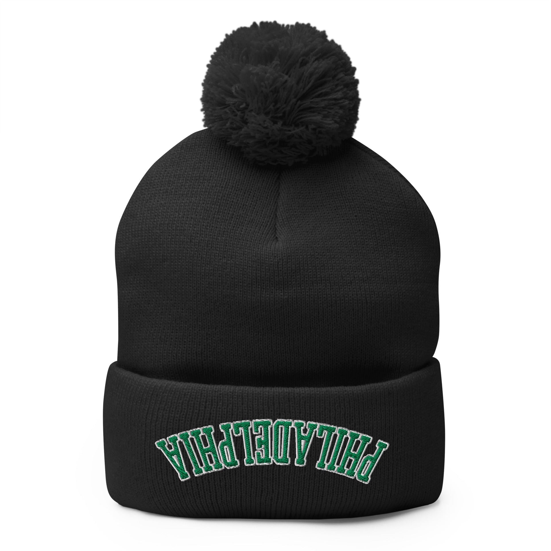 Upside Down Philadelphia Football Embroidered Pom Pom Knit Beanie Default Title Beanies Capital Crowns Football PA Philadelphia