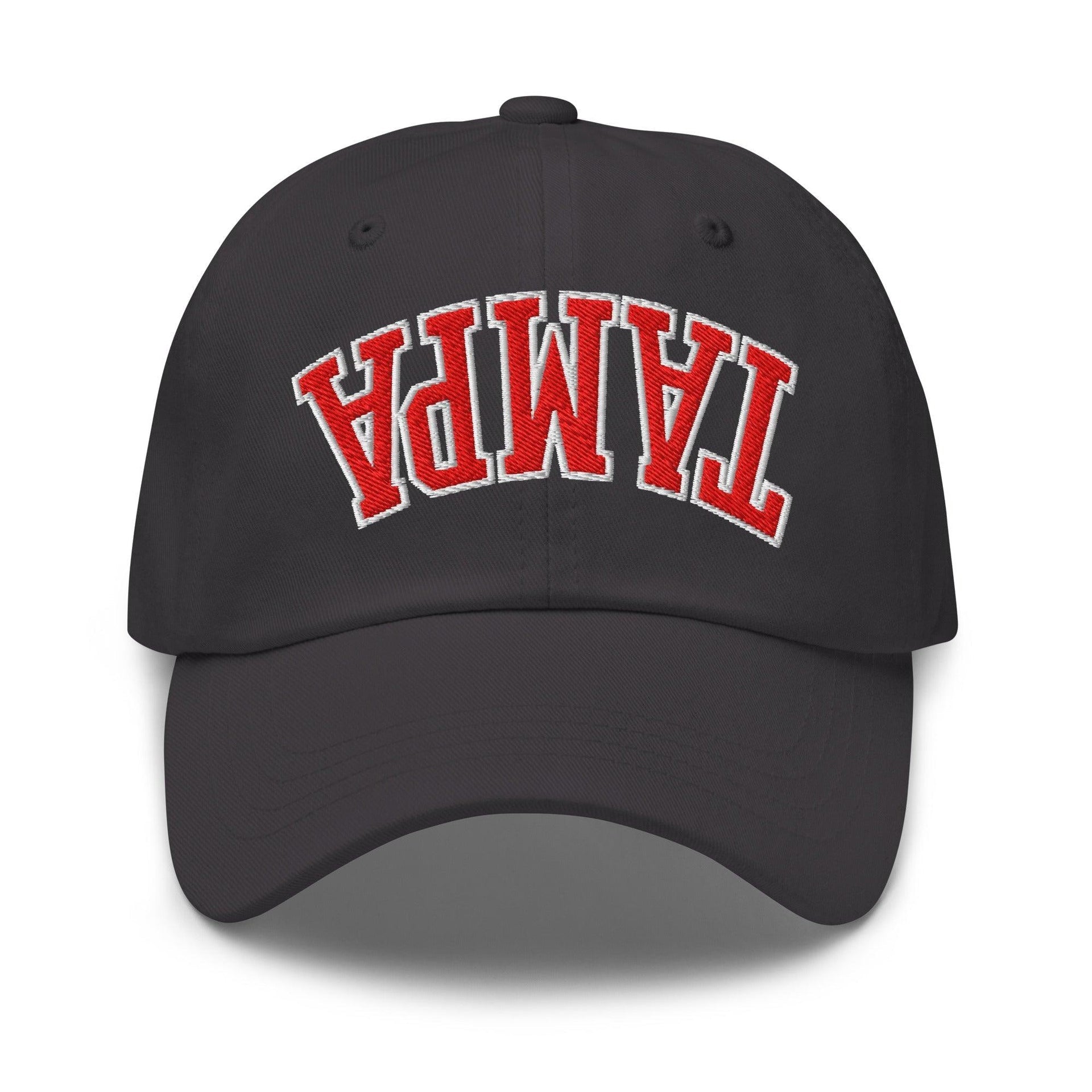 Upside Down Tampa Football Embroidered Dad Hat Dark Grey Capital Crowns Dad Hats FL Football Tampa