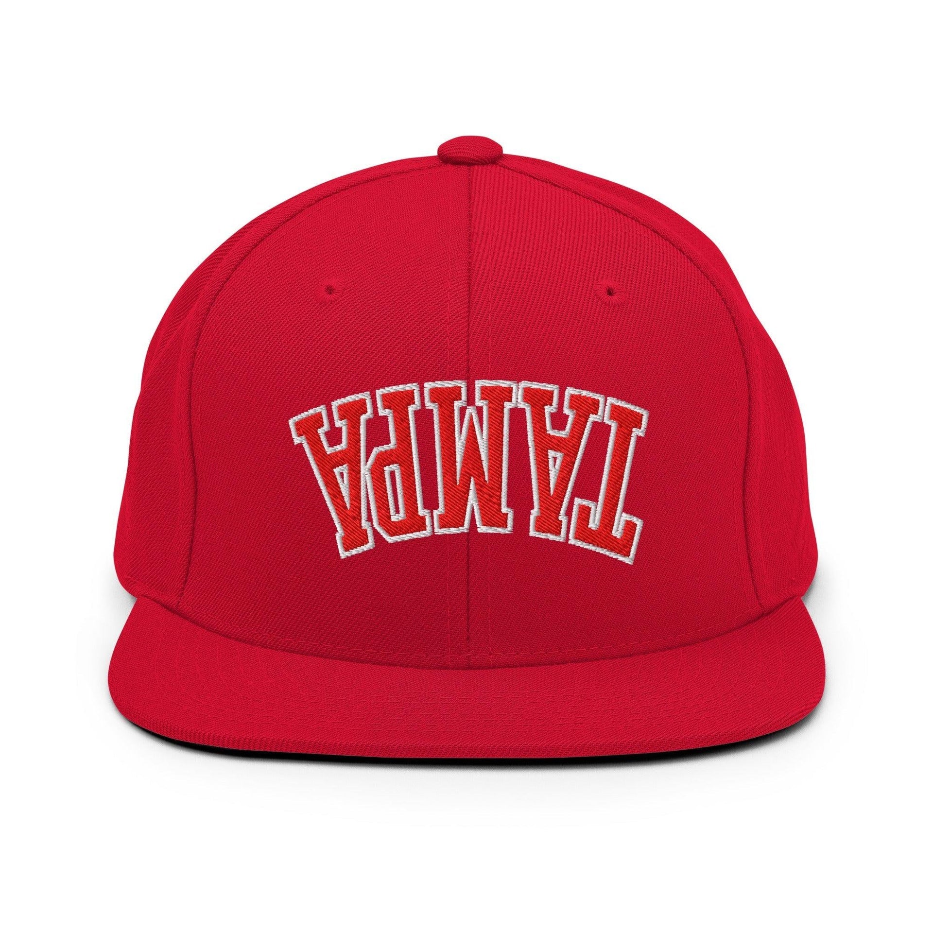 Upside Down Tampa Football Embroidered Flat Bill Brim Snapback Hat Red Capital Crowns FL Football Snapback Hats Tampa