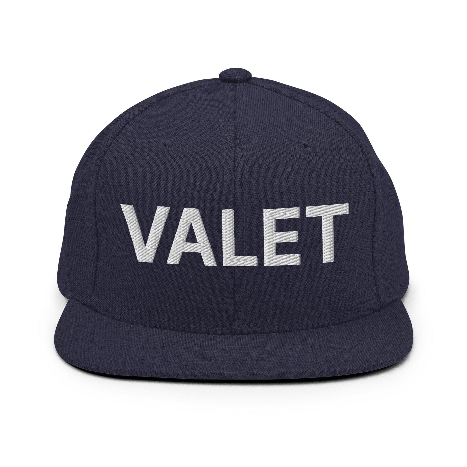 Valet Uniform Work Embroidered Flat Bill Brim Snapback Hat Navy Capital Crowns Snapback Hats Work
