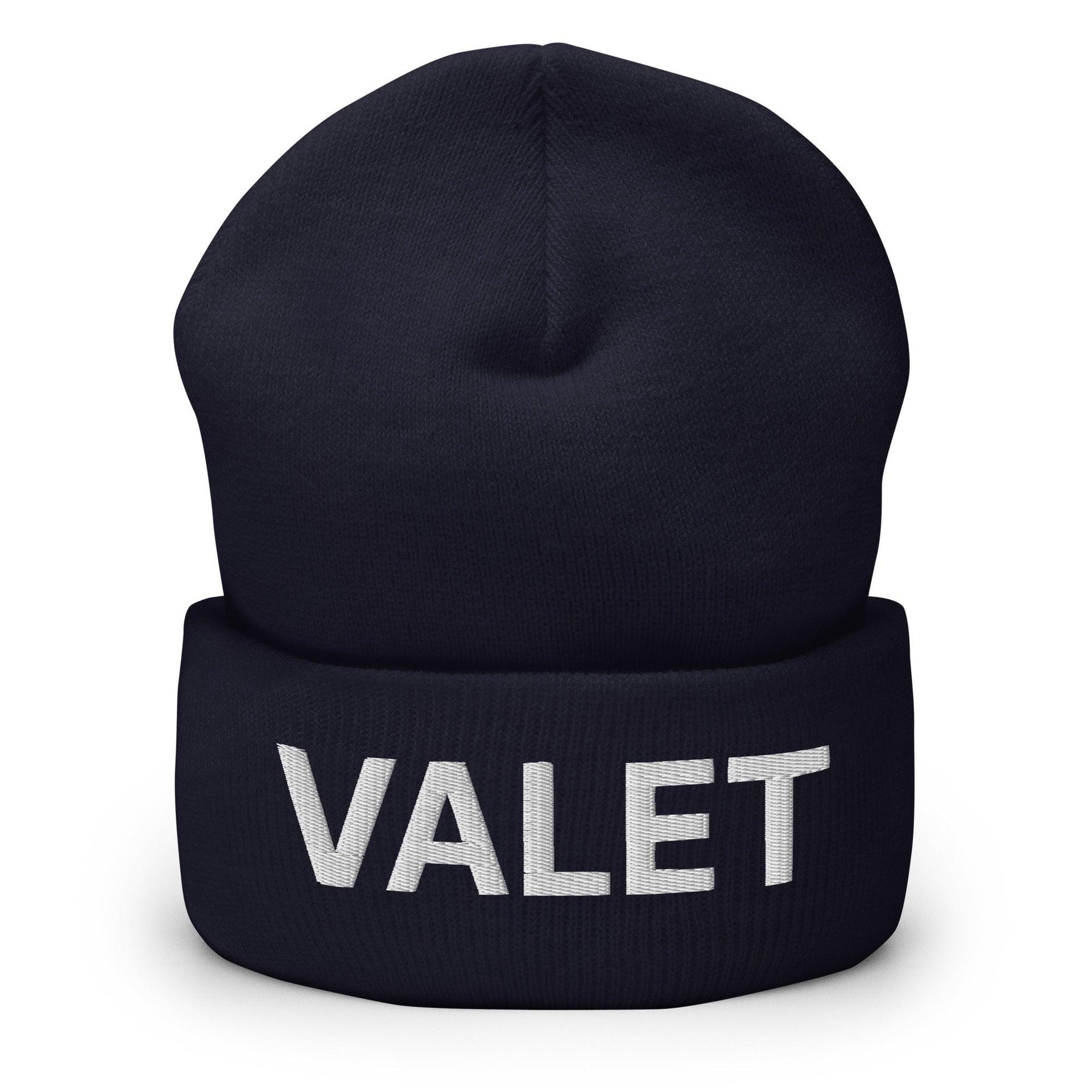 Valet Uniform Work Embroidered Knit Cuffed Beanie Navy Beanies Capital Crowns Work