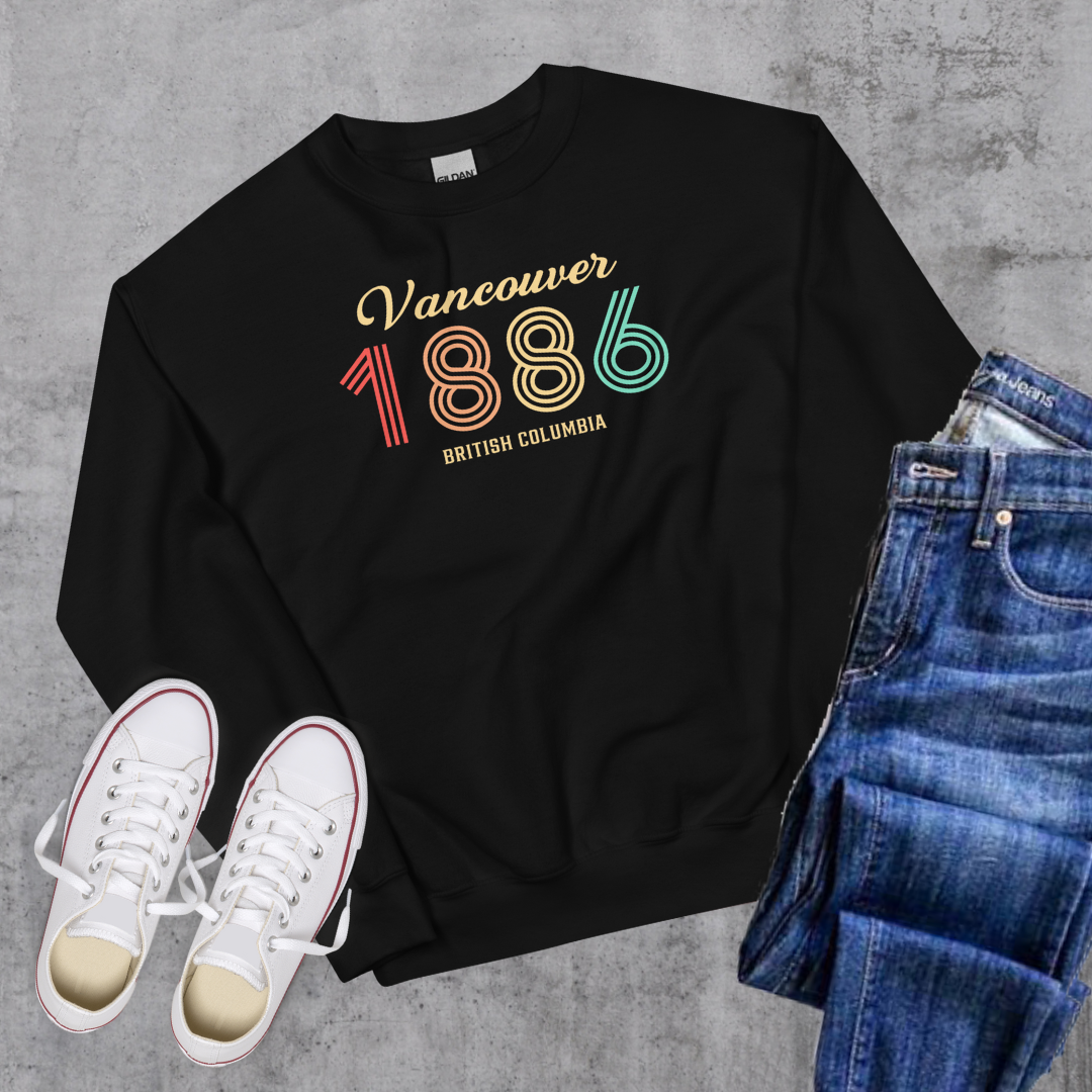Vancouver Vintage Crewneck Black Canadian City Apparel