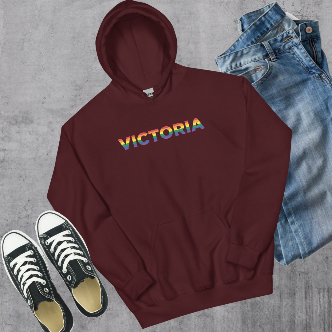 Victoria Pride Hoodie Maroon Canadian City Apparel