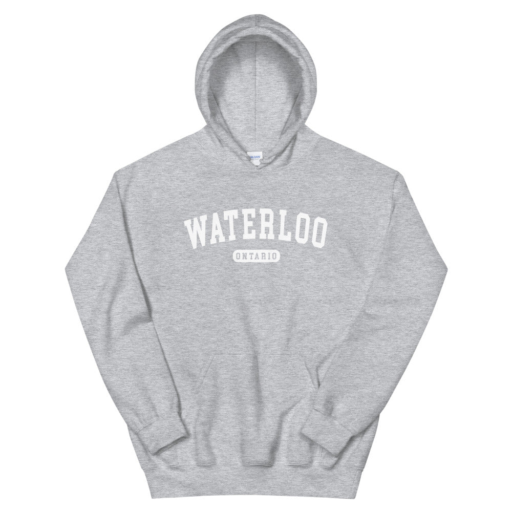 Waterloo Ontario College Hoodie Sport Grey Canadian City Apparel