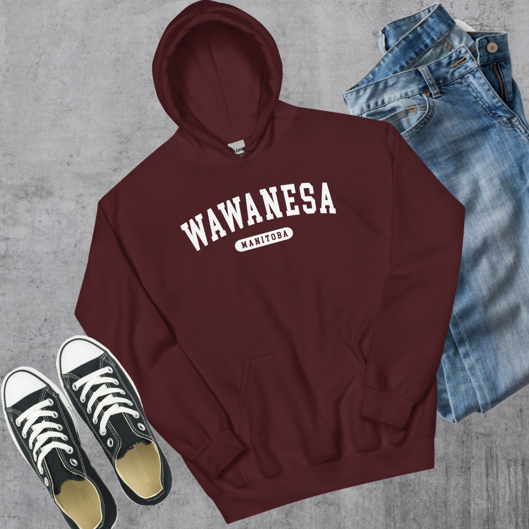 Wawanesa College Hoodie Maroon Canadian City Apparel