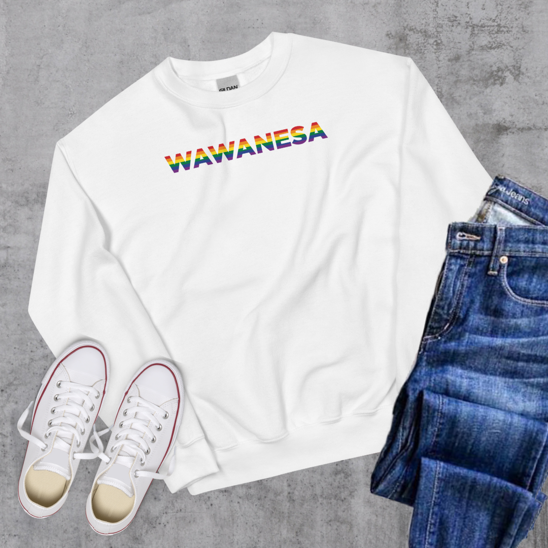 Wawanesa Pride Crewneck White Canadian City Apparel