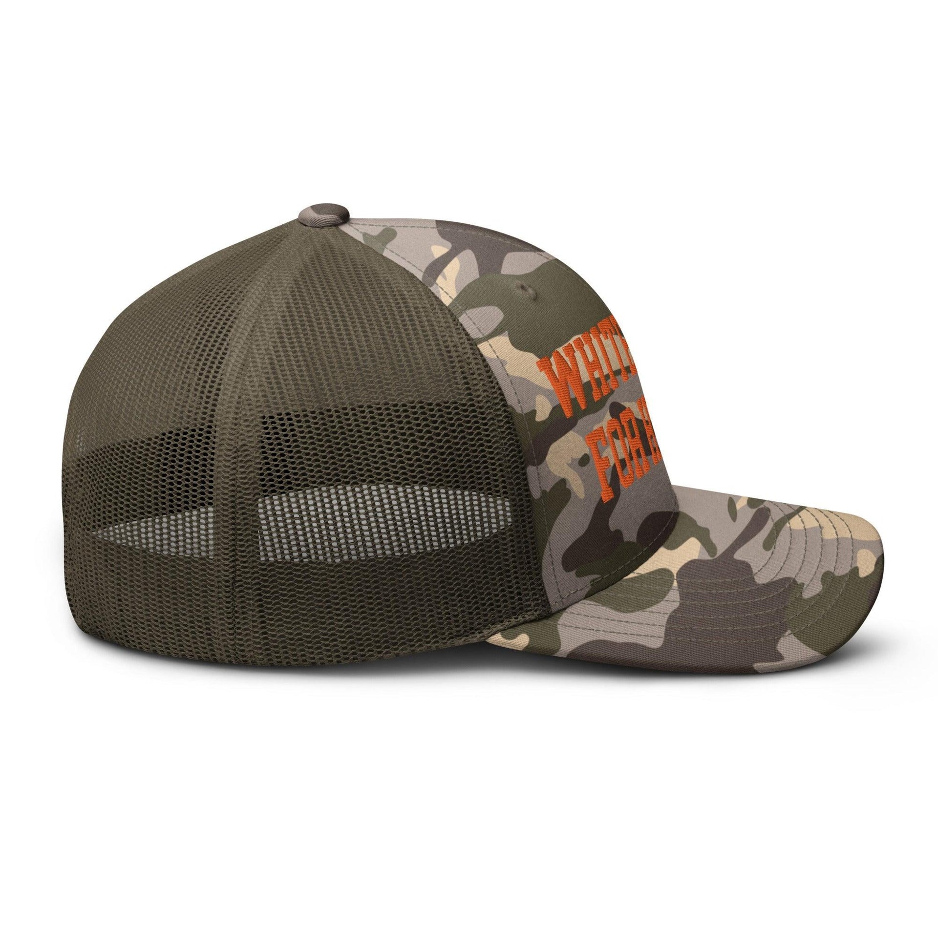 White Dudes For Harris Embroidered Camo Trucker Hat Orange Capital Crowns LADs Liberal Orange Camo Trucker Hats