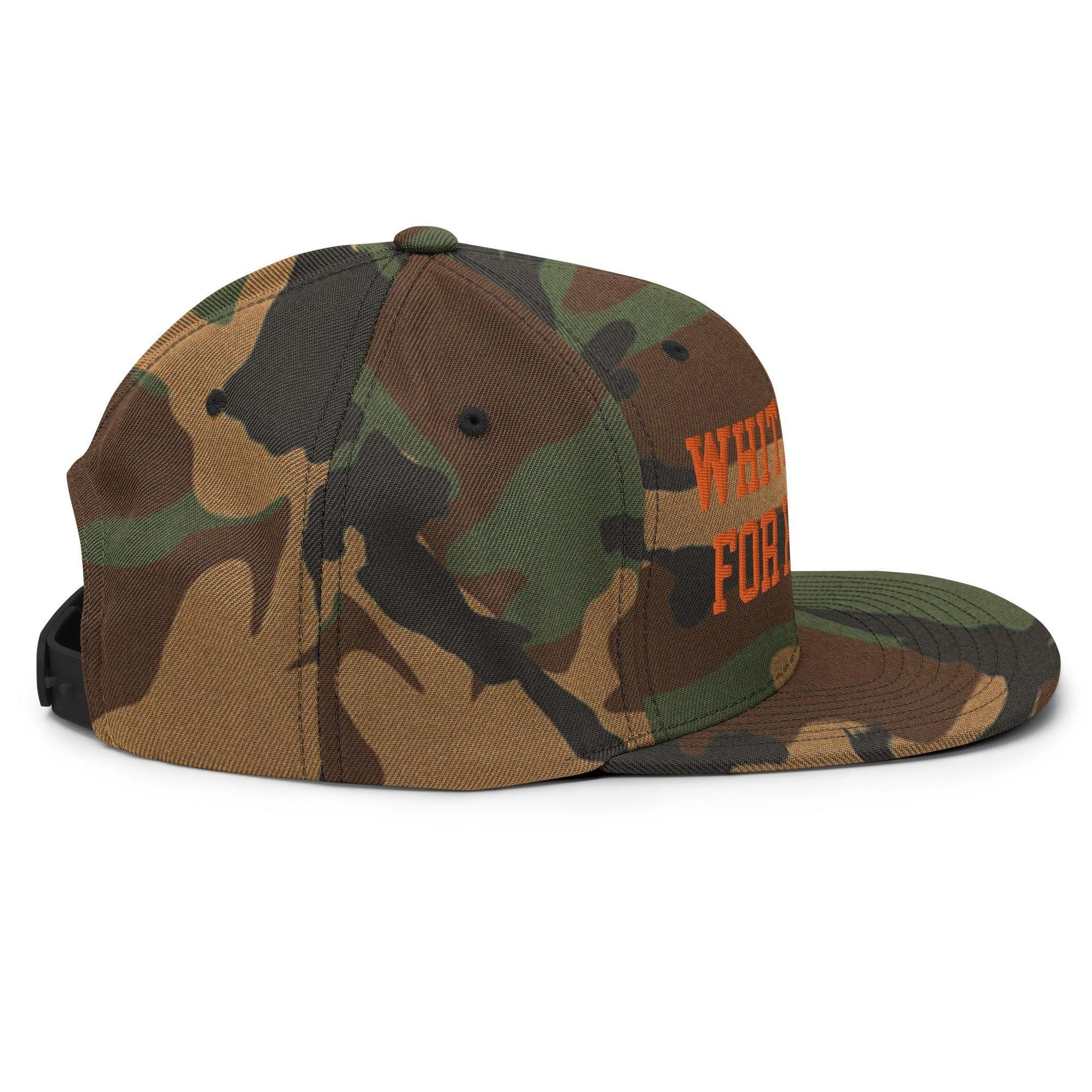 White Dudes For Harris Embroidered Flat Bill Brim Snapback Hat Orange Camo Capital Crowns Liberal Orange Camo Snapback Hats