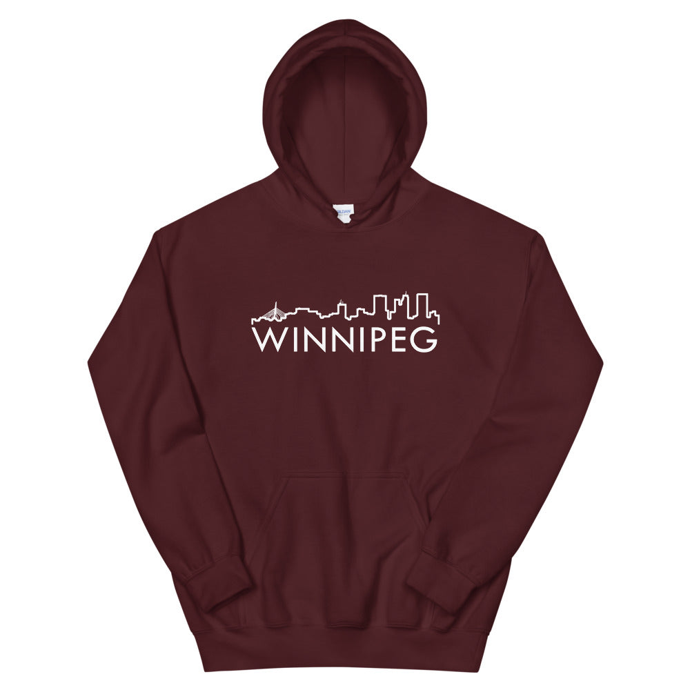 Winnipeg Skyline Hoodie Maroon Canadian City Apparel