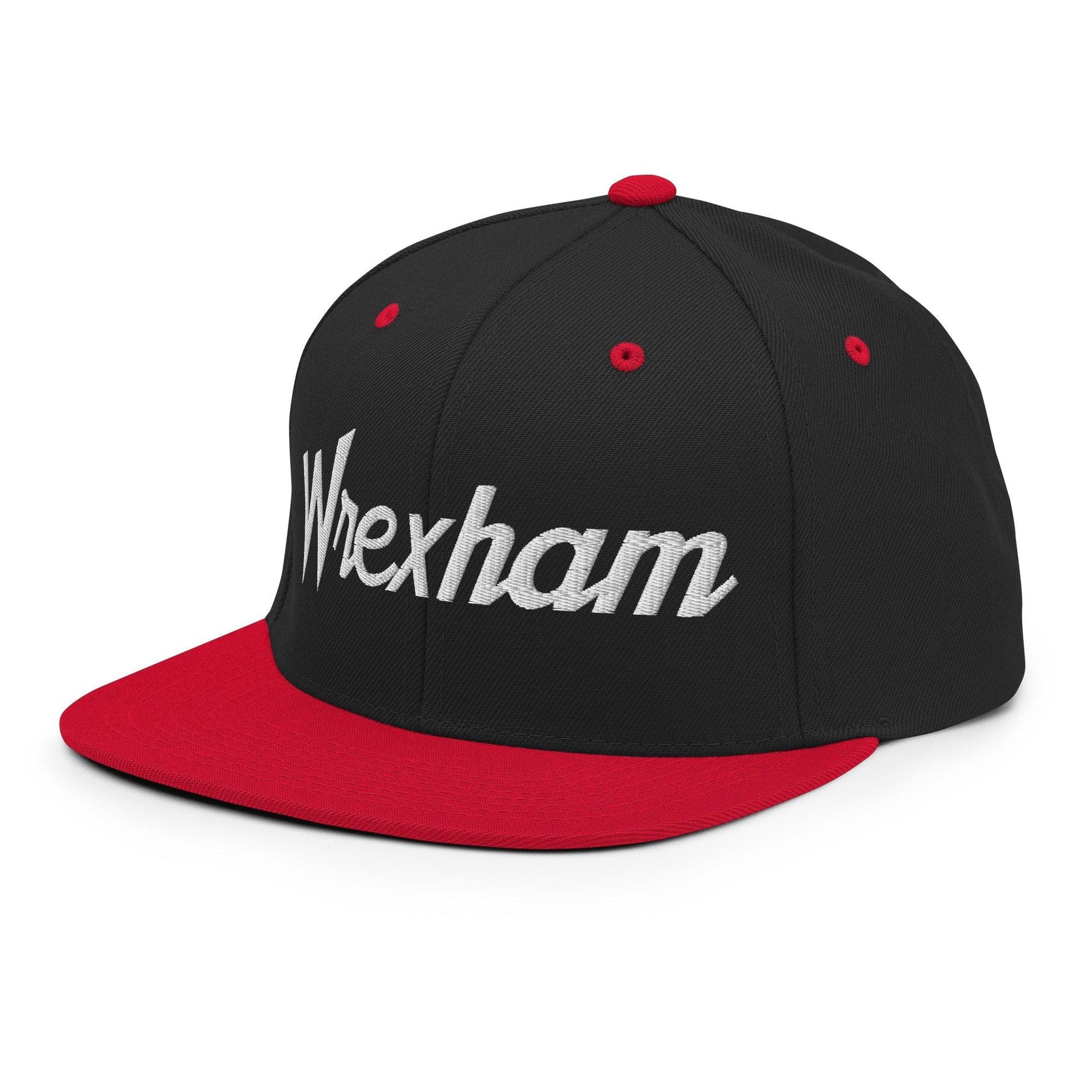 Wrexham Vintage Sports Script Bill Brim Snapback Hat Capital Crowns Funny Snapback Hats