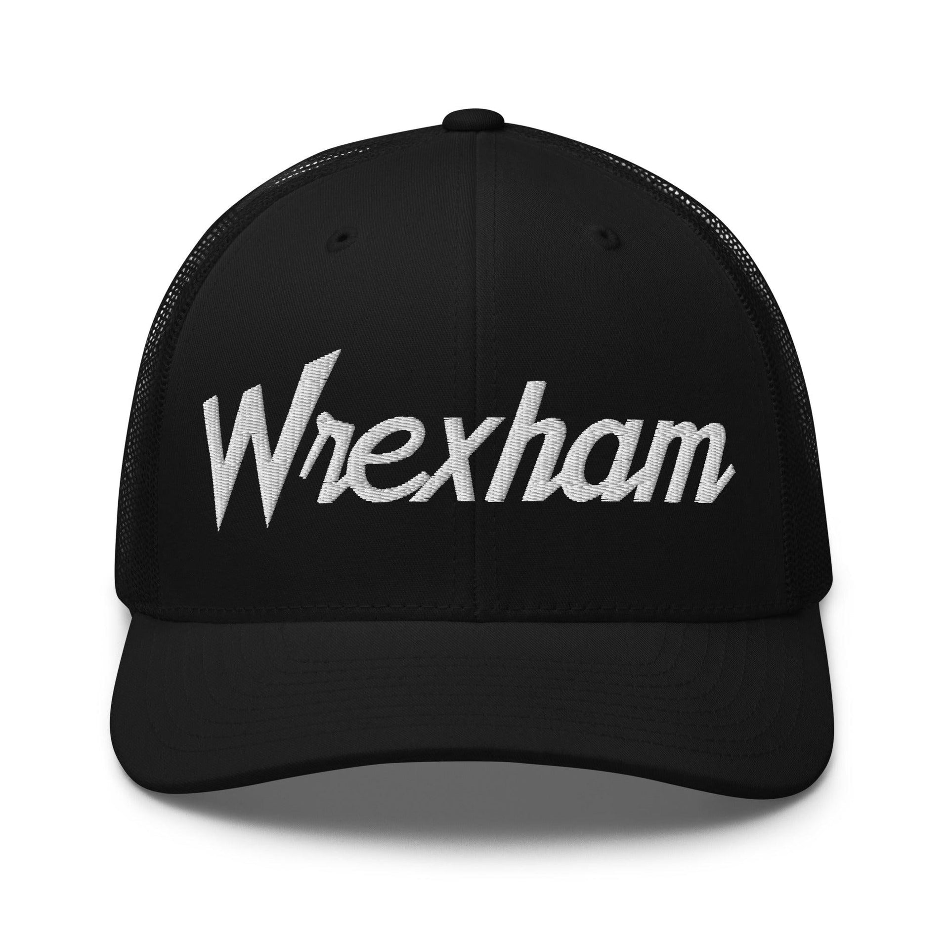 Wrexham Vintage Sports Script Retro Trucker Hat Black Capital Crowns Funny Trucker Hats