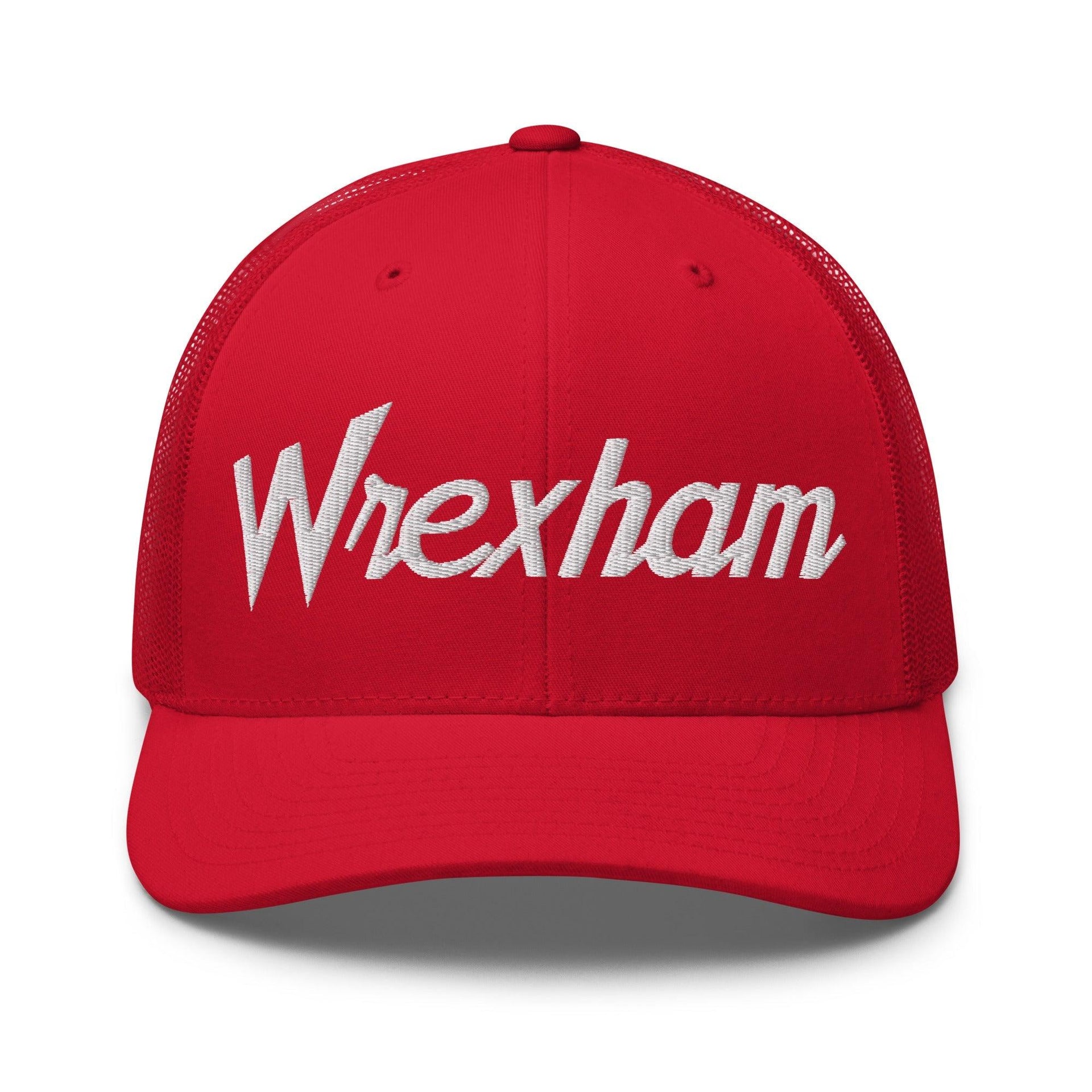 Wrexham Vintage Sports Script Retro Trucker Hat Red Capital Crowns Funny Trucker Hats