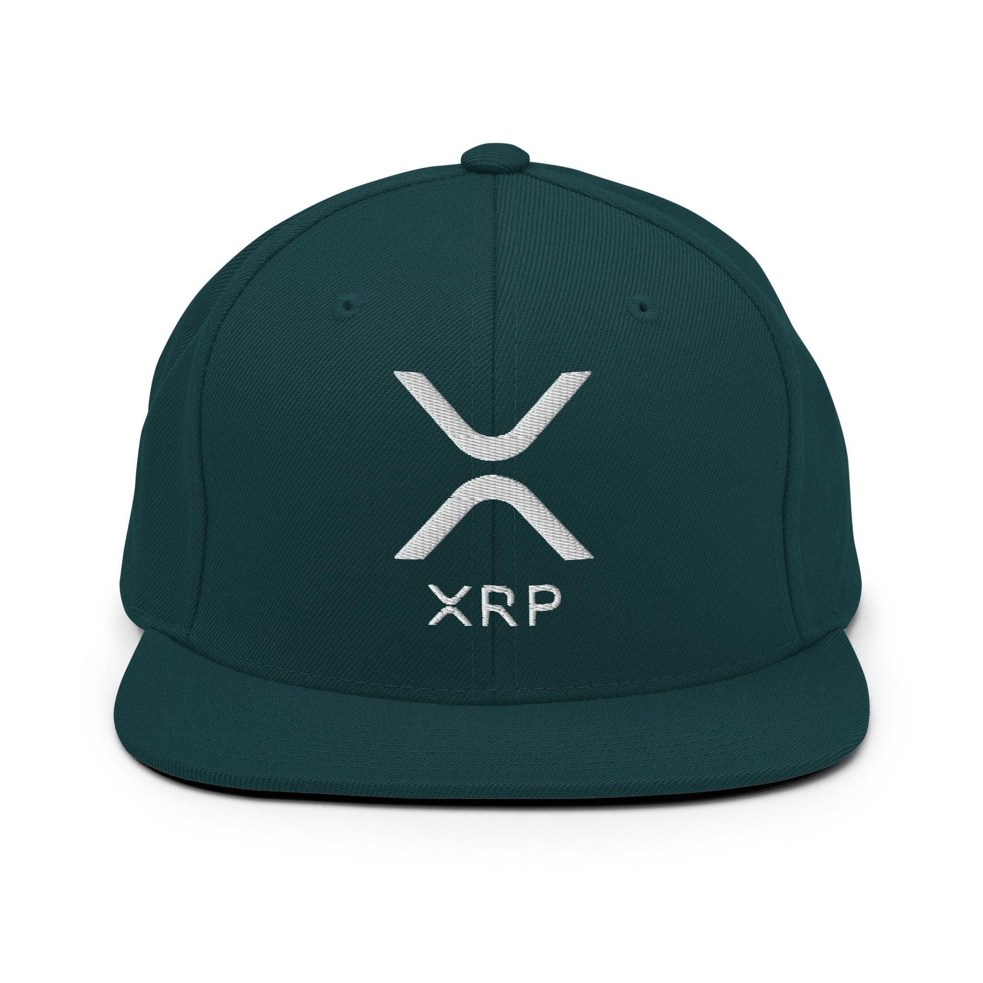 XRP Ripple Embroidered Flat Bill Brim Snapback Hat Spruce Capital Crowns Crypto Snapback Hats