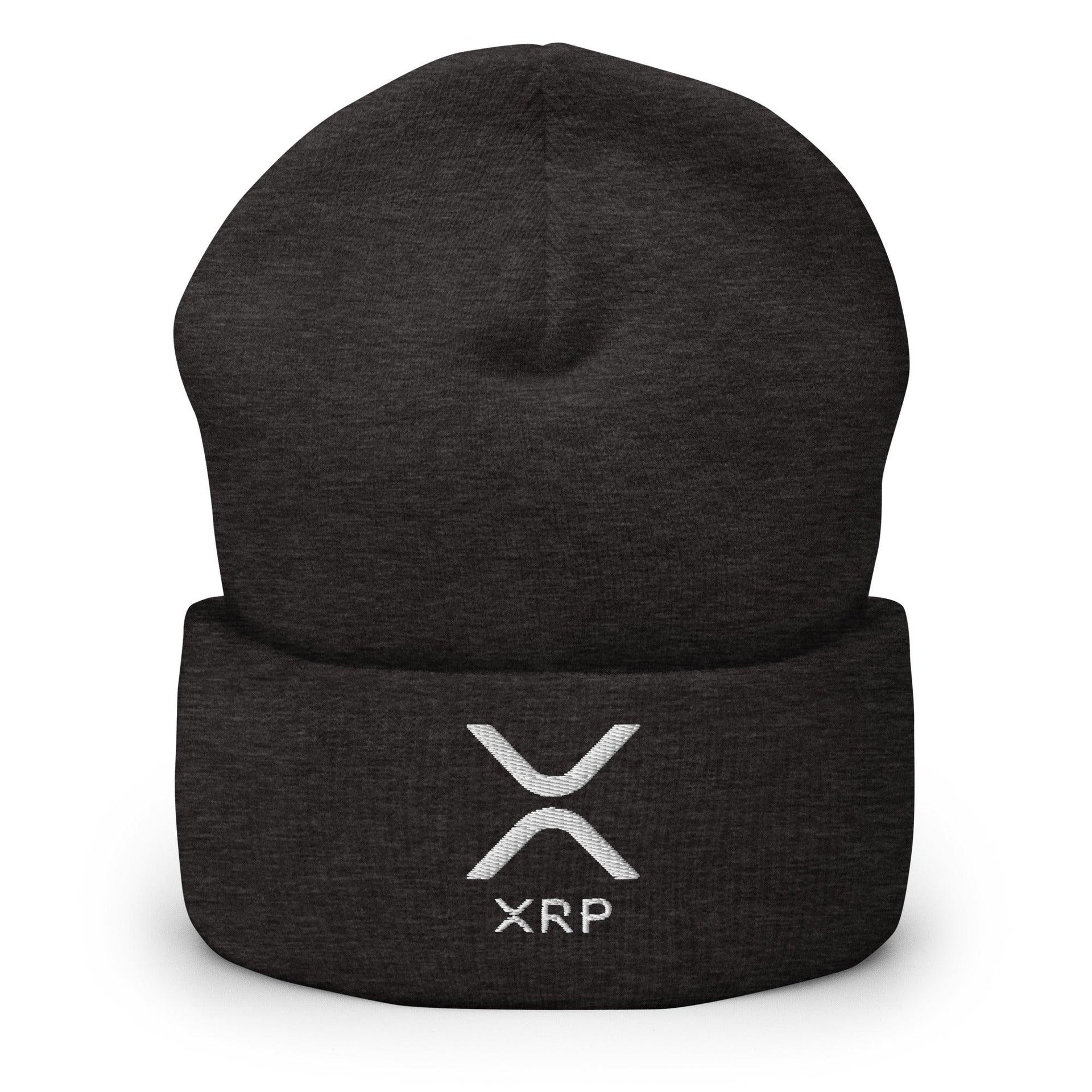 XRP Ripple Embroidered Knit Cuffed Beanie Dark Grey Beanies Capital Crowns Crypto