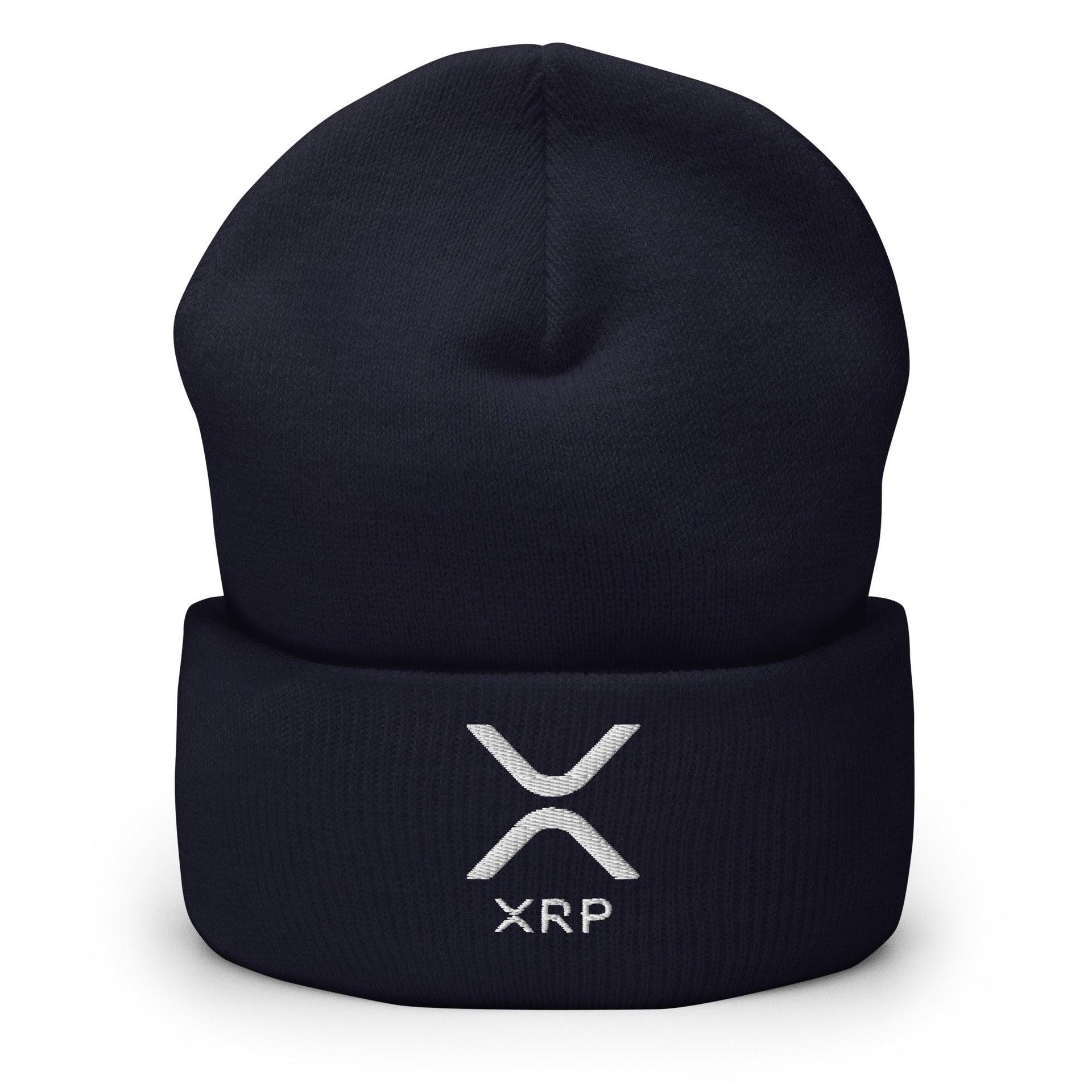 XRP Ripple Embroidered Knit Cuffed Beanie Navy Beanies Capital Crowns Crypto