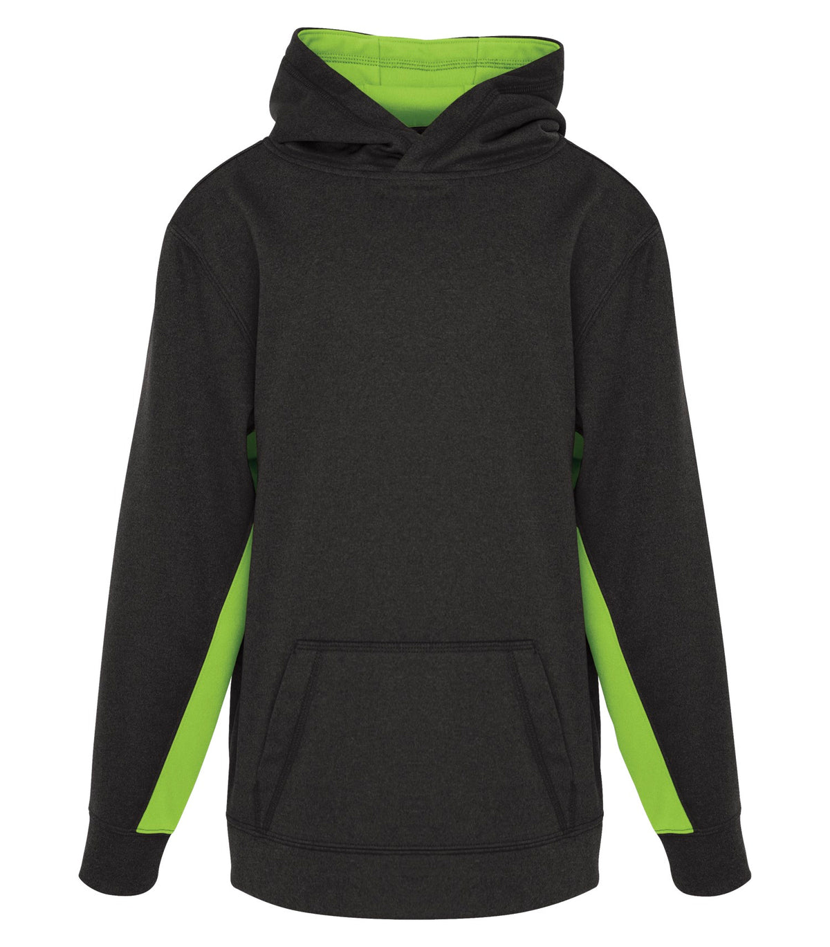 ATC Y2011, Game Day Fleece Colour Block Youth Hoodie, Charcoal/Lime Shock