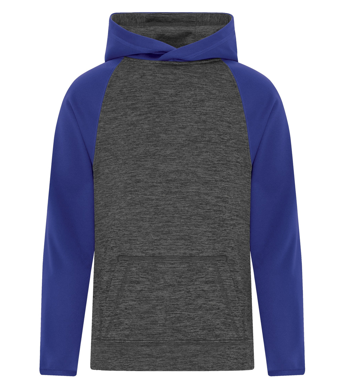 ATC Y2047, Dynamic Heather Fleece Two Tone Youth Hoodie, Charcoal Dynamic/True Royal