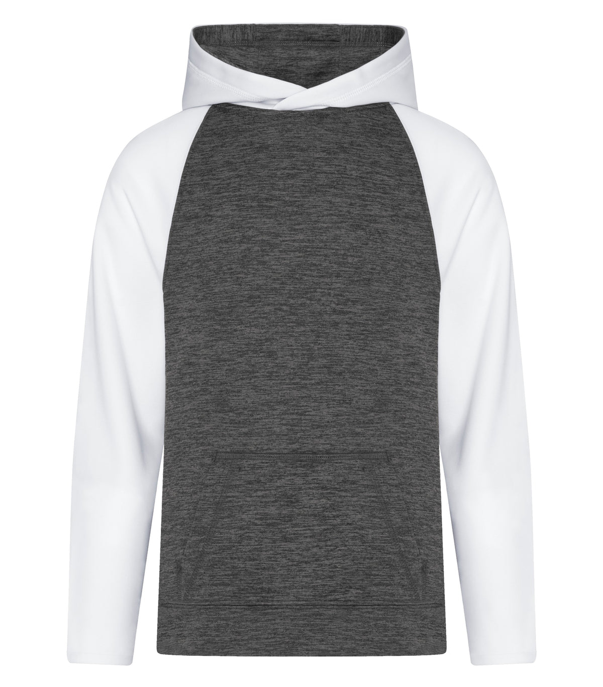 ATC Y2047, Dynamic Heather Fleece Two Tone Youth Hoodie, Charcoal Dynamic/White