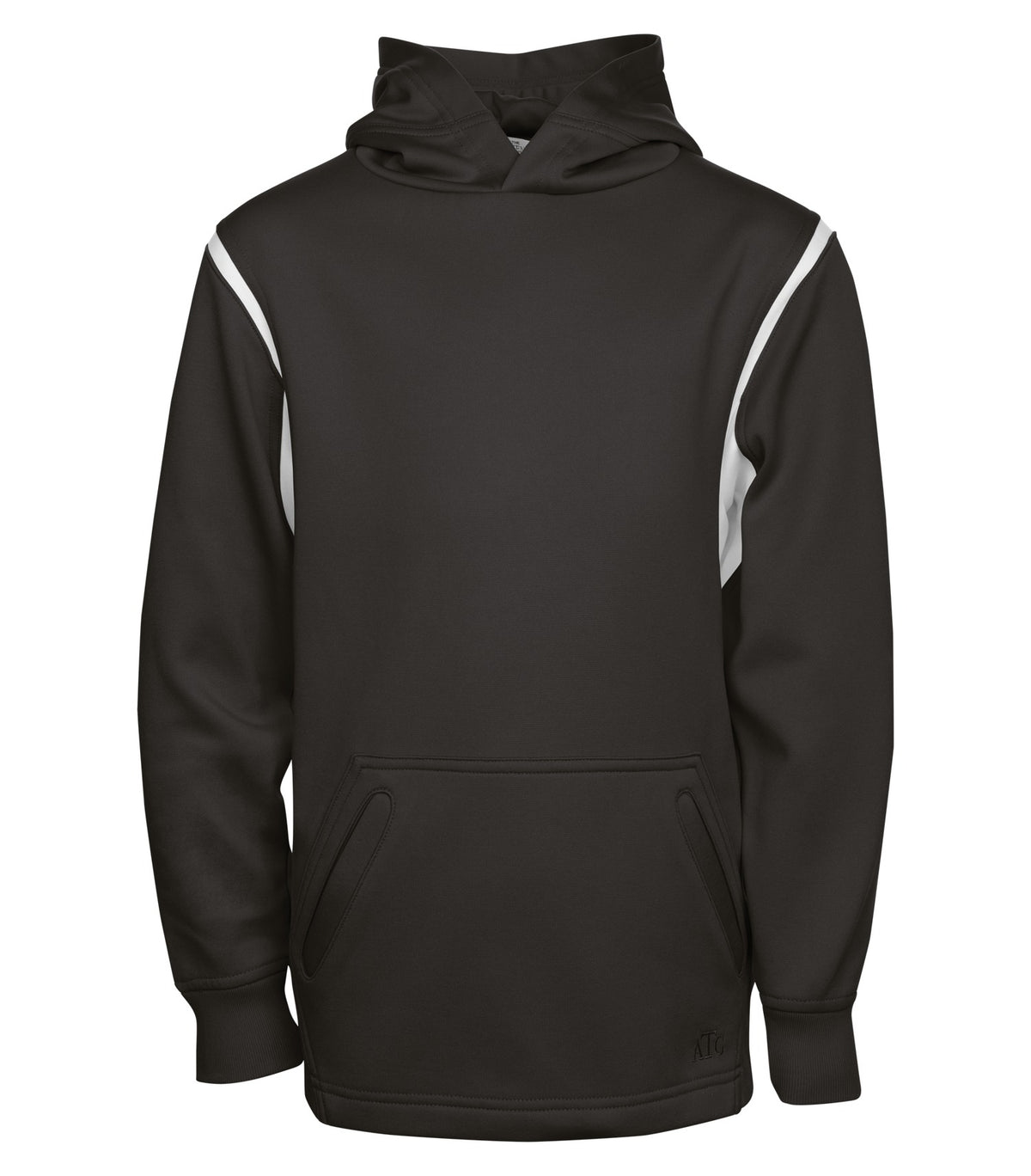 ATC Y2201, Ptech Fleece Varcity Youth Hoodie, Black/White