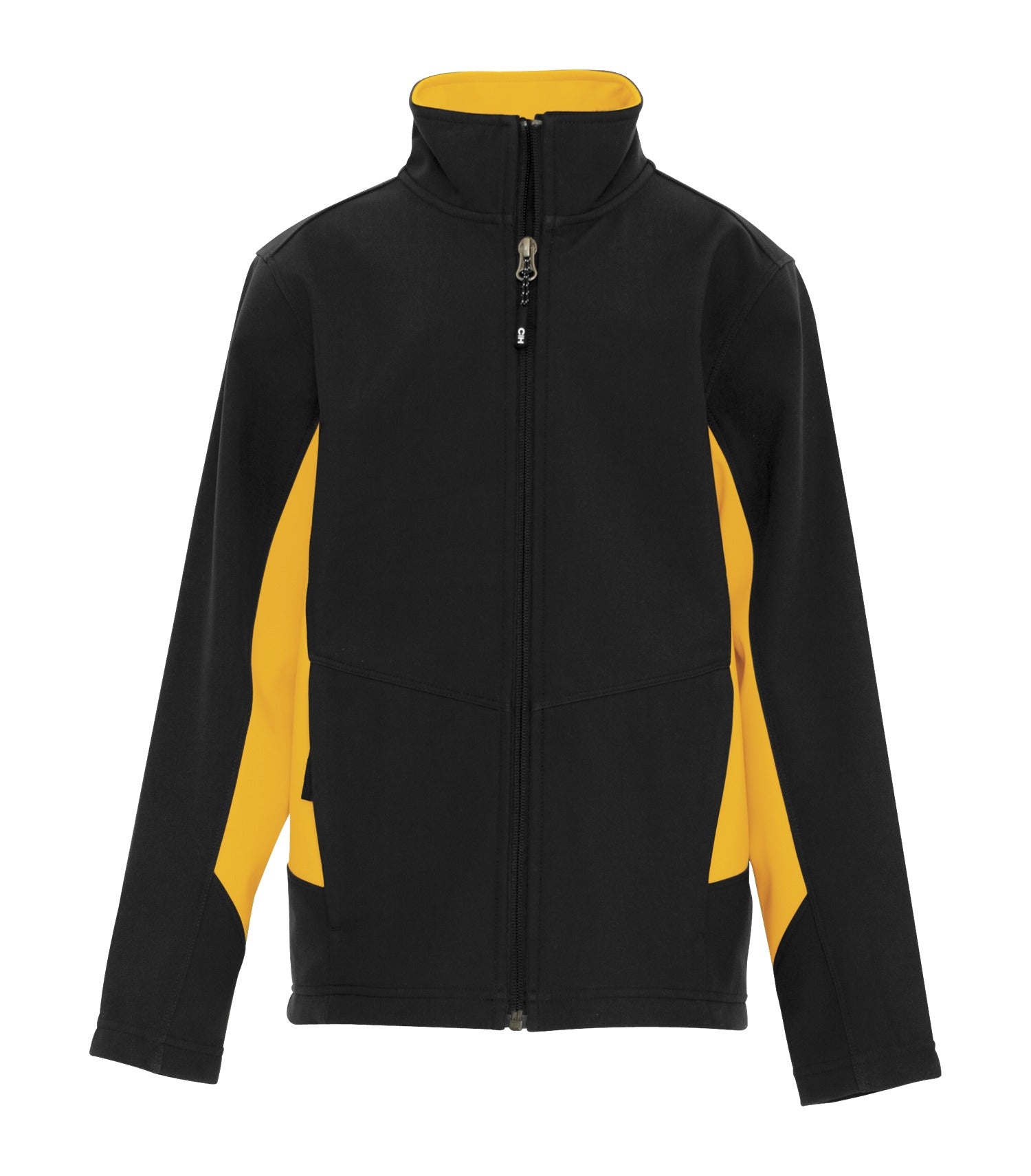 CoalHarbour - DISCONTINUED COAL HARBOUR® EVERYDAY COLOUR BLOCK WATER REPELLENT SOFT SHELL YOUTH JACKET. - Y7604 Black Gold CoalHarbour Y7604