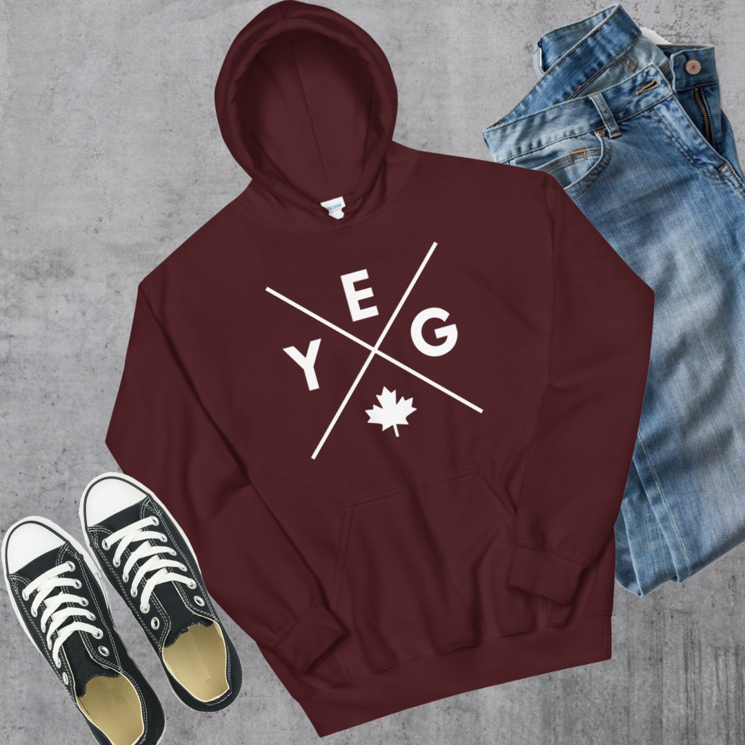 YEG π Hoodie Maroon Canadian City Apparel