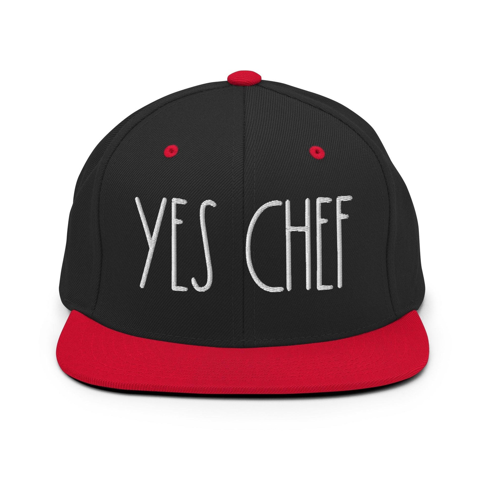 Yes Chef Bill Brim Snapback Hat Black Red Capital Crowns Funny Snapback Hats