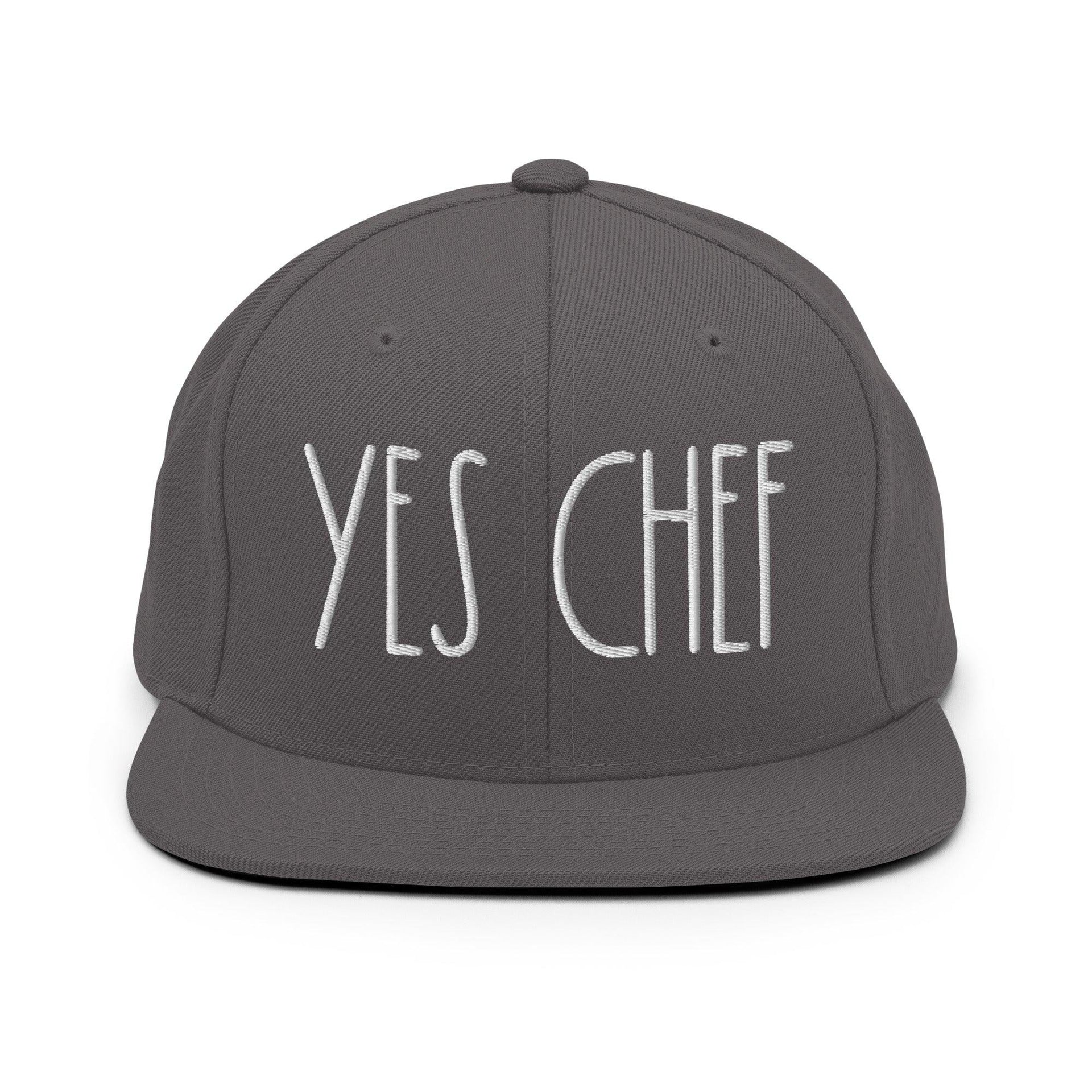 Yes Chef Bill Brim Snapback Hat Dark Grey Capital Crowns Funny Snapback Hats