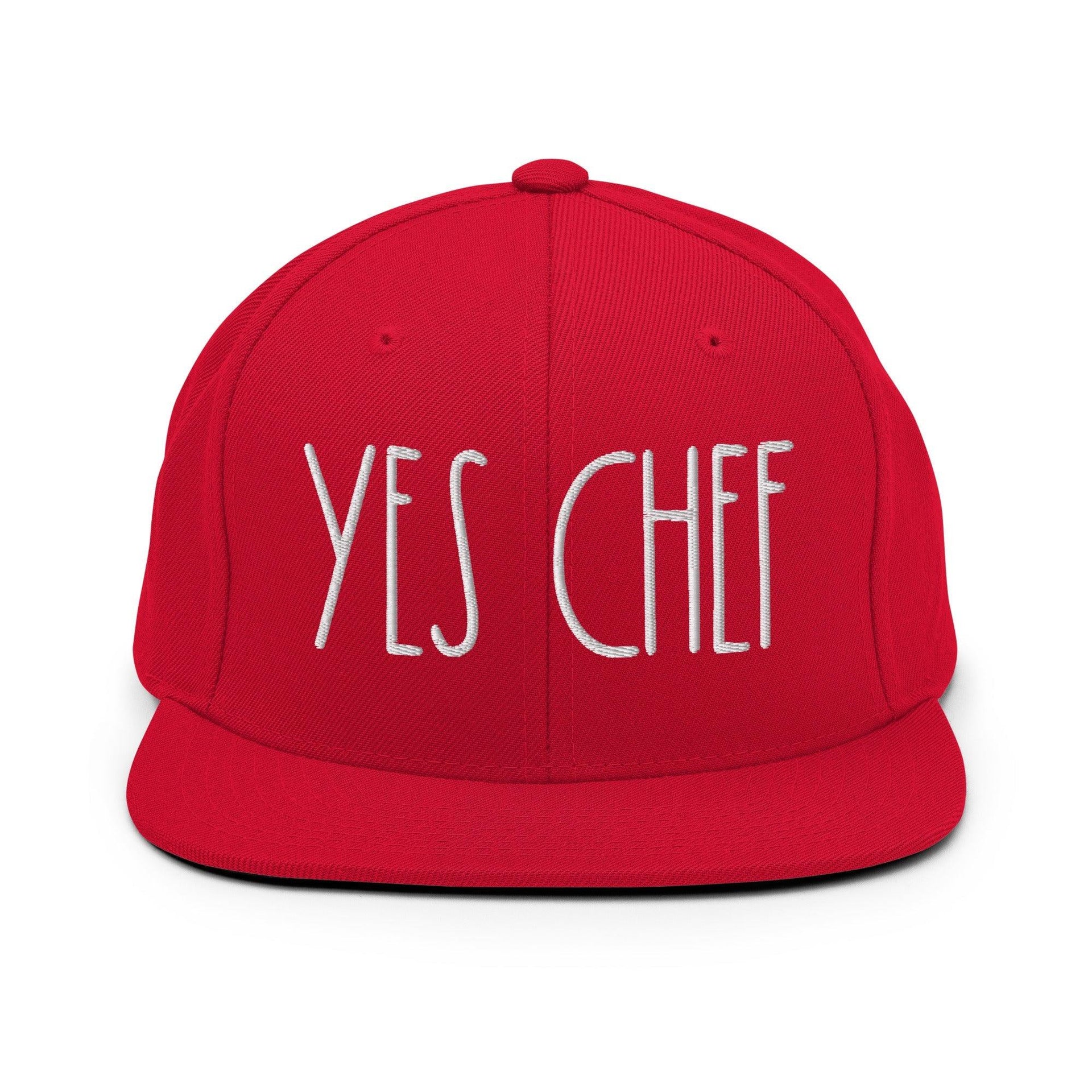 Yes Chef Bill Brim Snapback Hat Red Capital Crowns Funny Snapback Hats