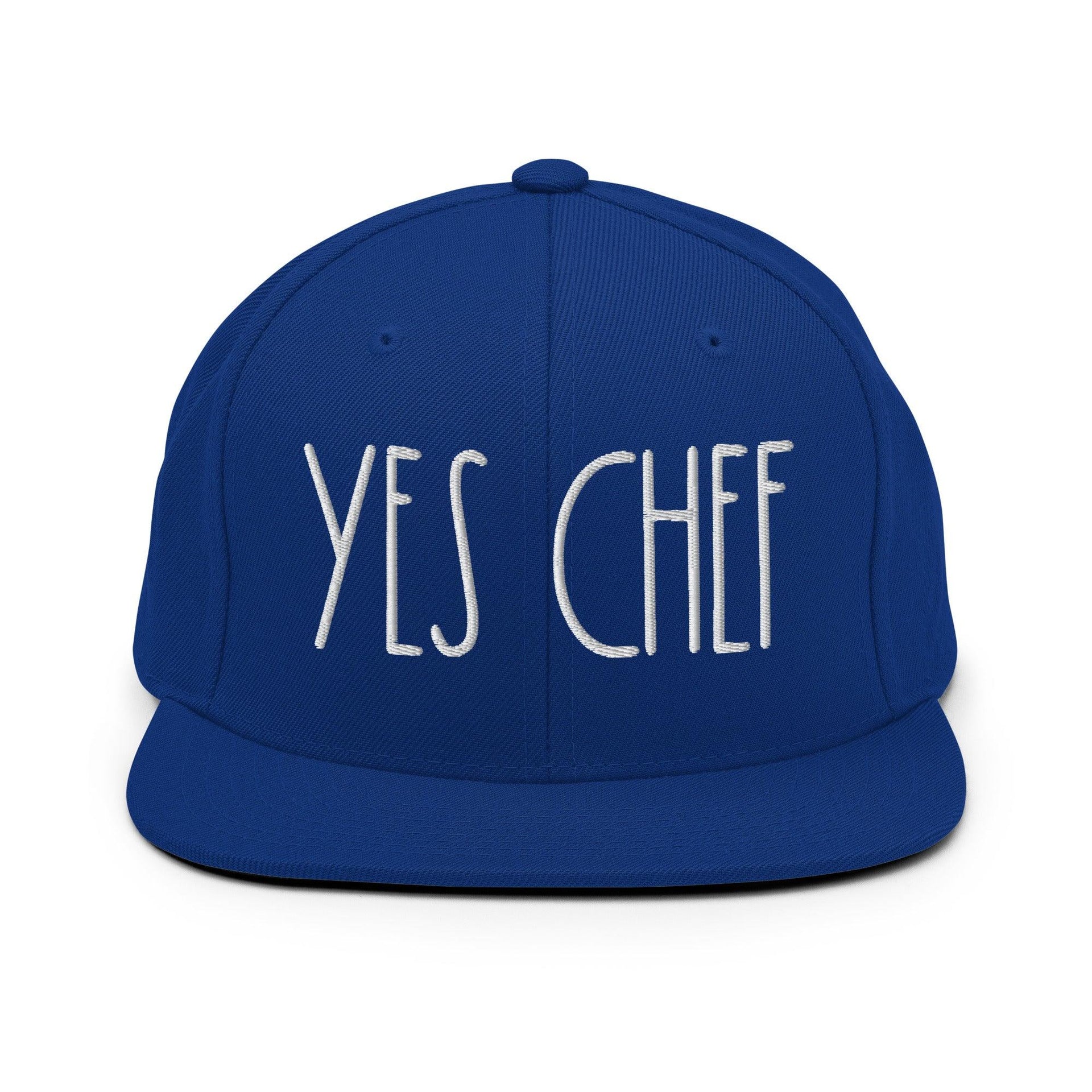 Yes Chef Bill Brim Snapback Hat Royal Blue Capital Crowns Funny Snapback Hats