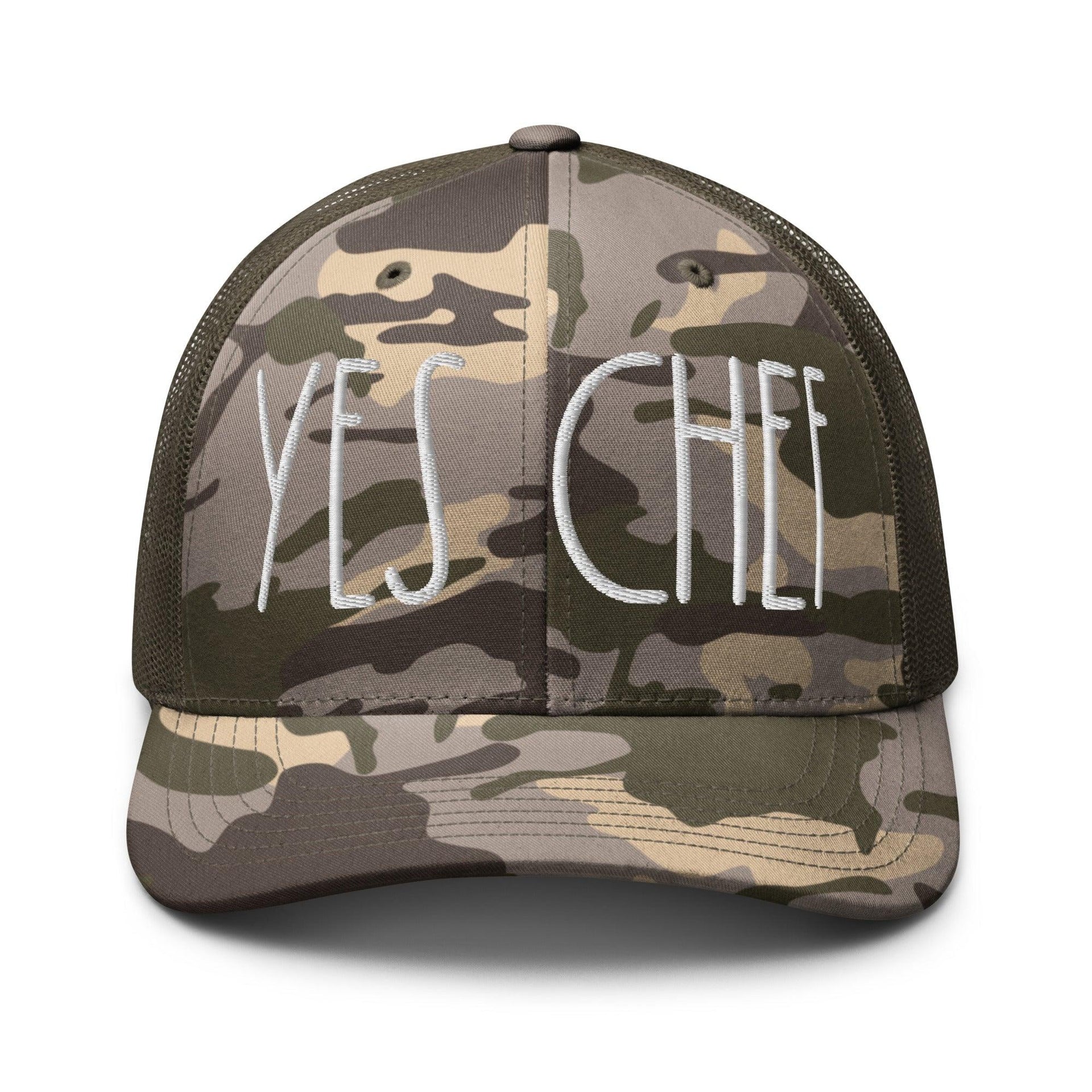 Yes Chef Camo Trucker Hat Camo Olive Capital Crowns Funny Trucker Hats