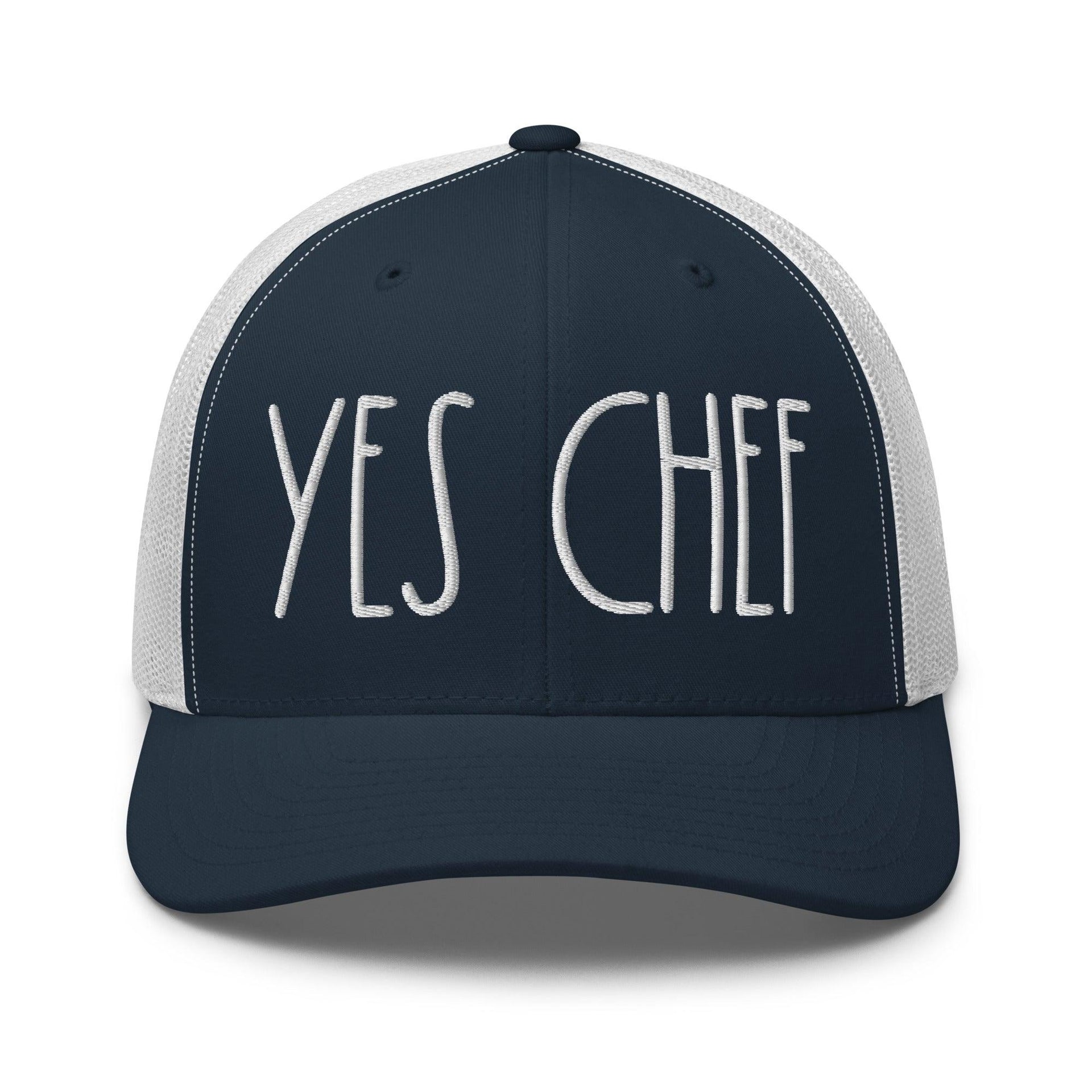 Yes Chef Retro Trucker Hat Navy White Capital Crowns Funny Trucker Hats