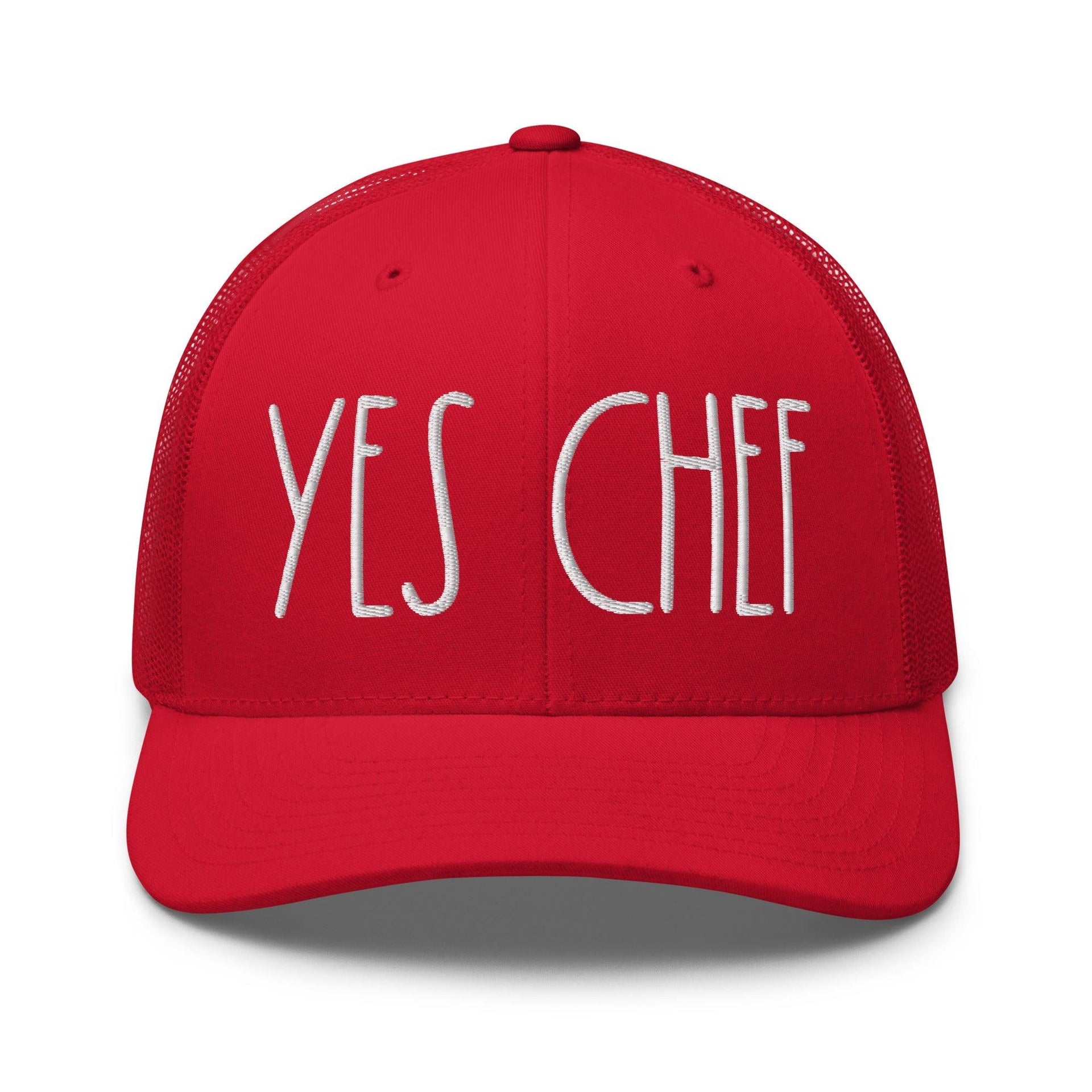 Yes Chef Retro Trucker Hat Red Capital Crowns Funny Trucker Hats
