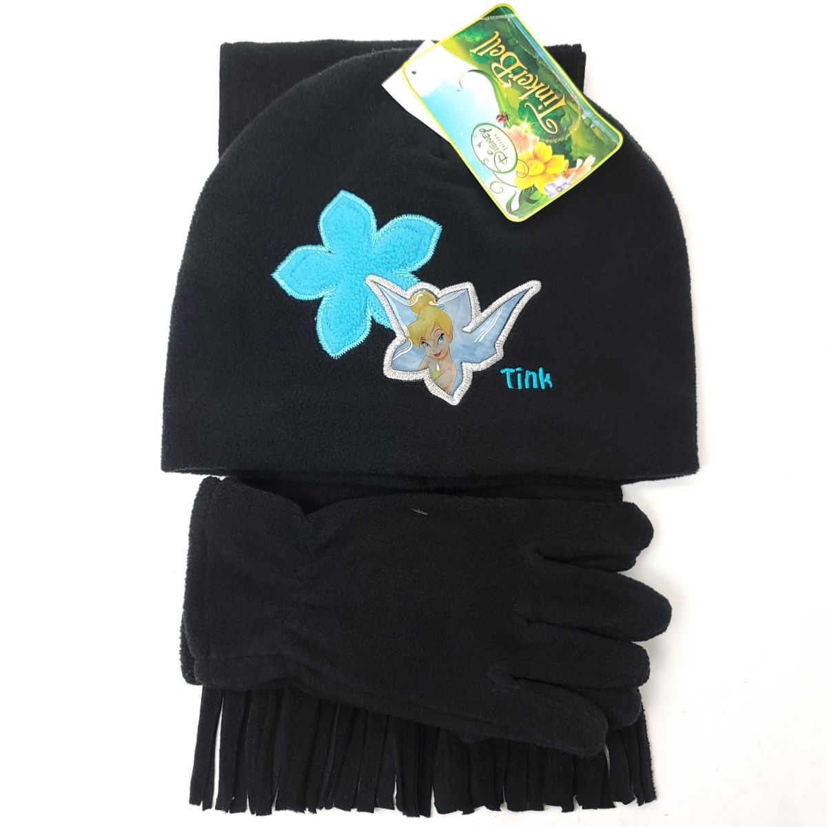 Youth - Tinkerbell 3 pieces set, Winter Hat, Mittens and scarf, Black Youths
