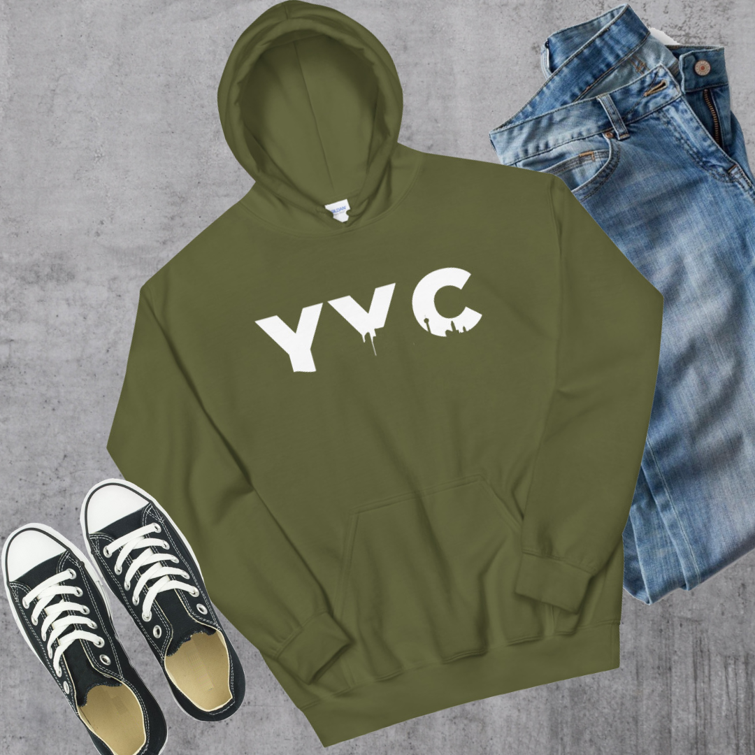 YYC Hoodie Military Green Alberta calgary Canadian City Apparel