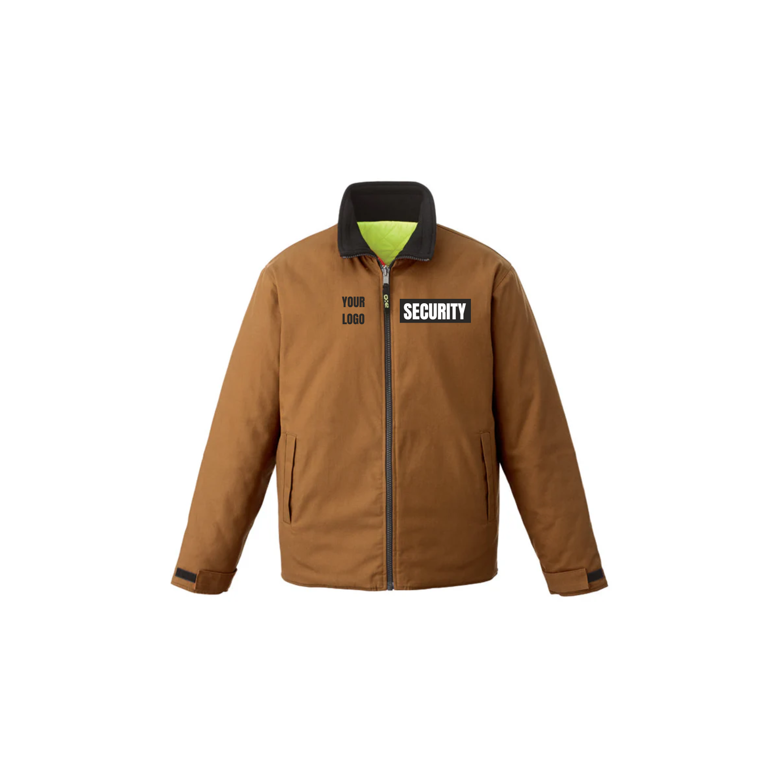 Zircon Reversible Security Hi-Vis Insulated Jacket – Cotton Canvas & Polyester Army Green Security