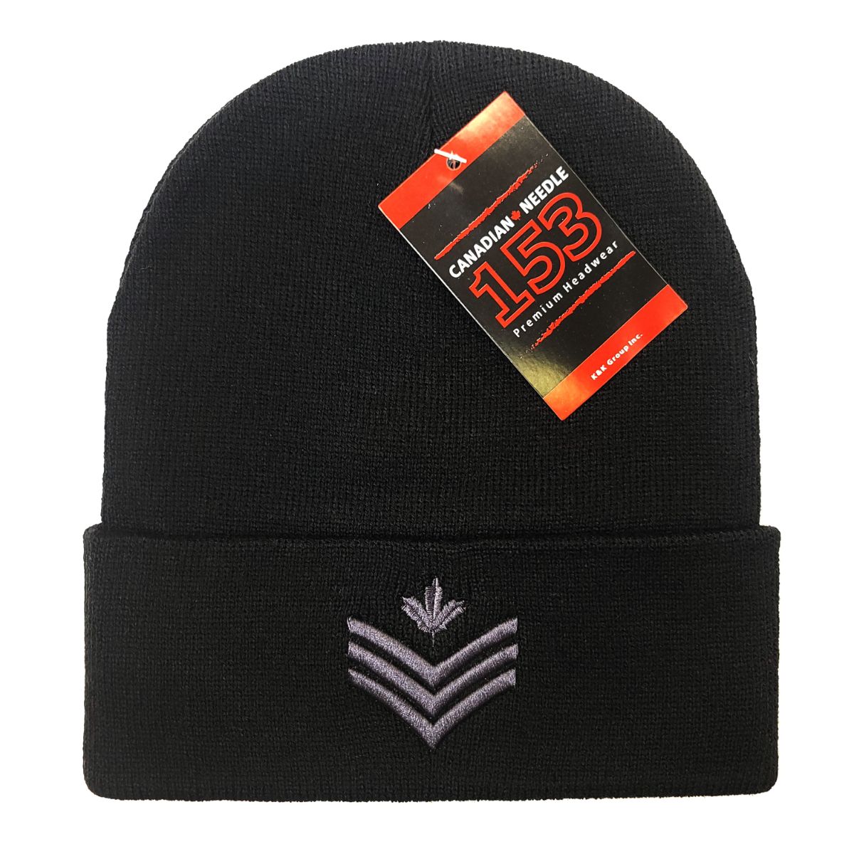 Sergeant Knit Toque - Cuff, Black & Olive Black with Black Logo OSFA